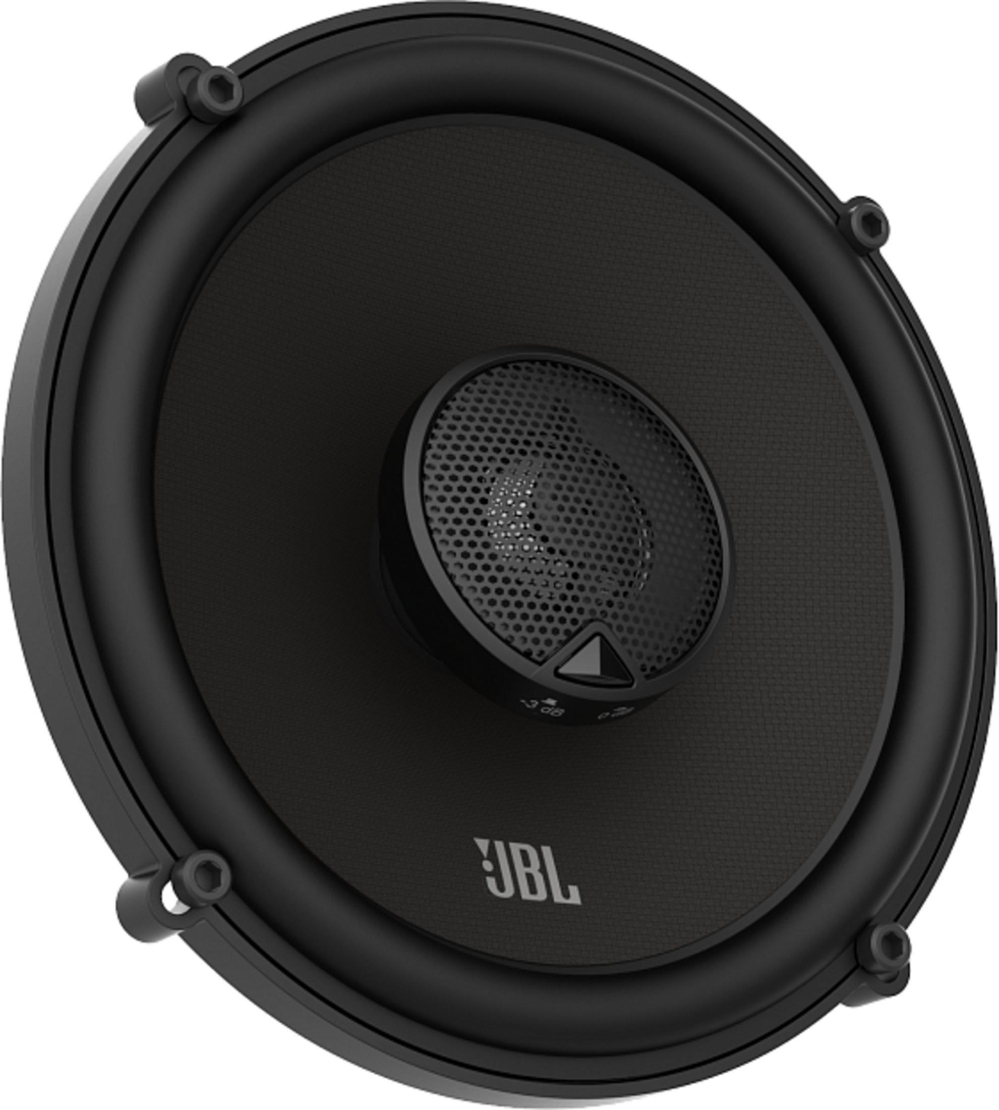Haut-parleur JBL noir avec logo argenté et tweeter central.