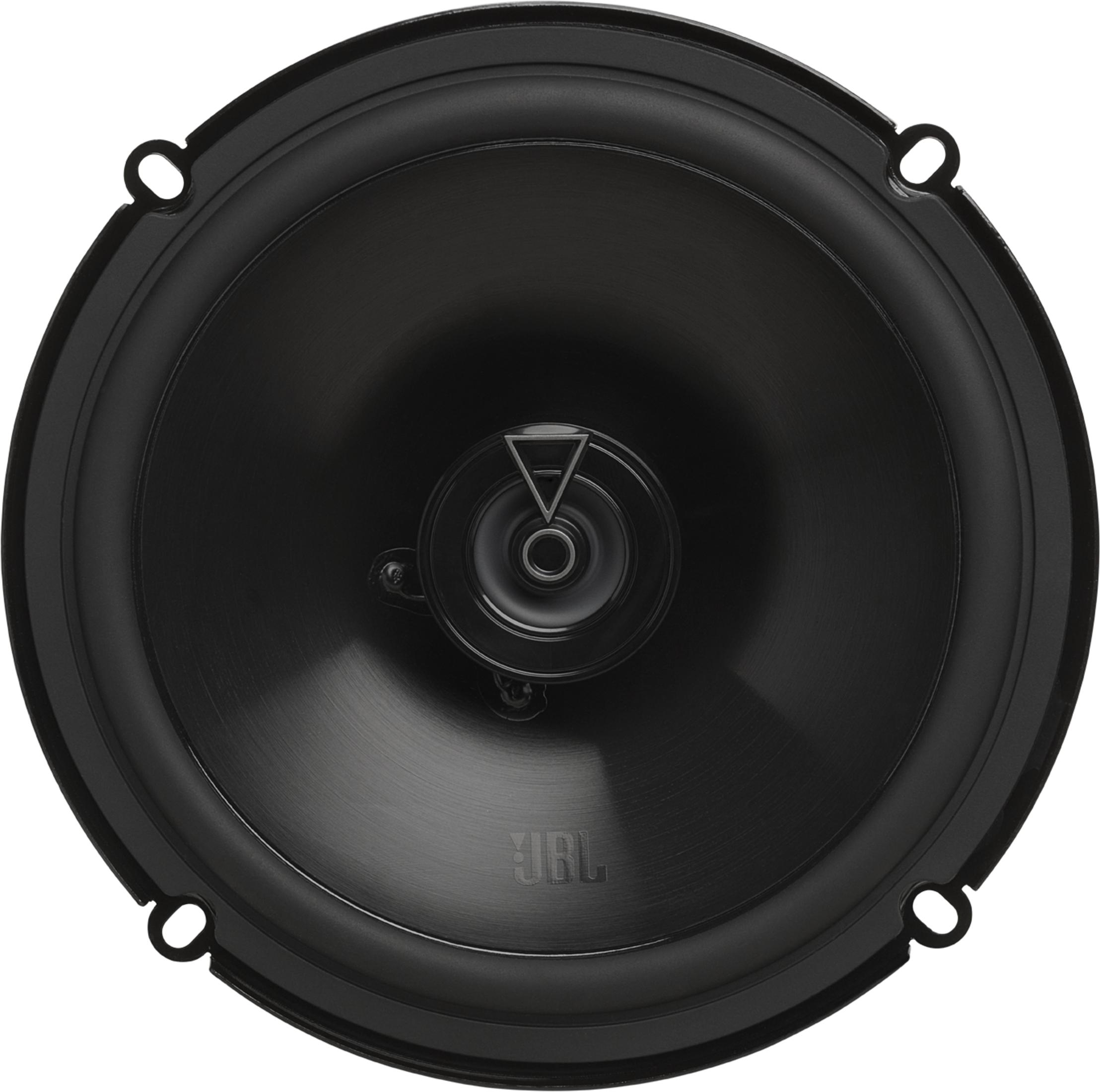 Haut-parleur noir avec logo JBL et tweeter triangulaire.
