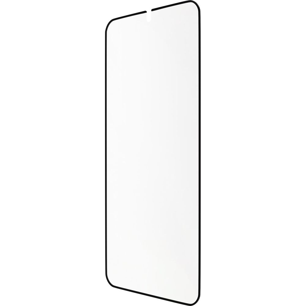 Une bordure noire entoure un protecteur d'écran transparent pour smartphone.