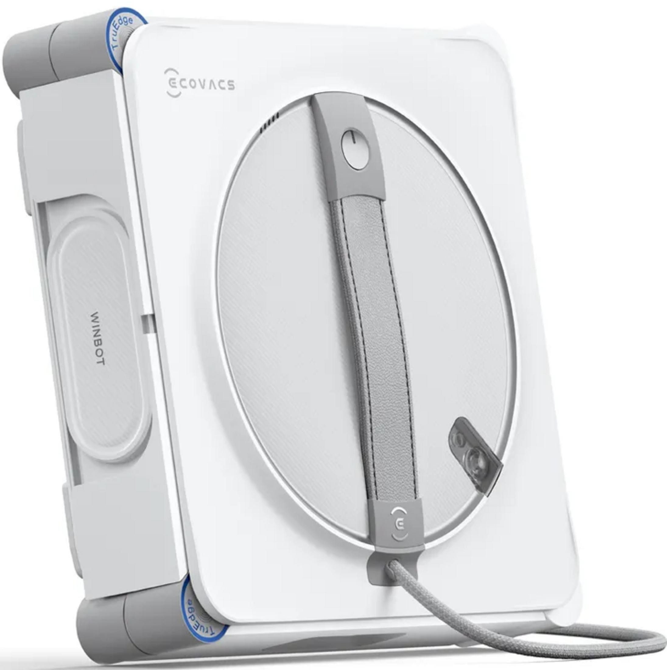 Biały robot do czyszczenia okien ECOVACS WINBOT z szarymi akcentami.