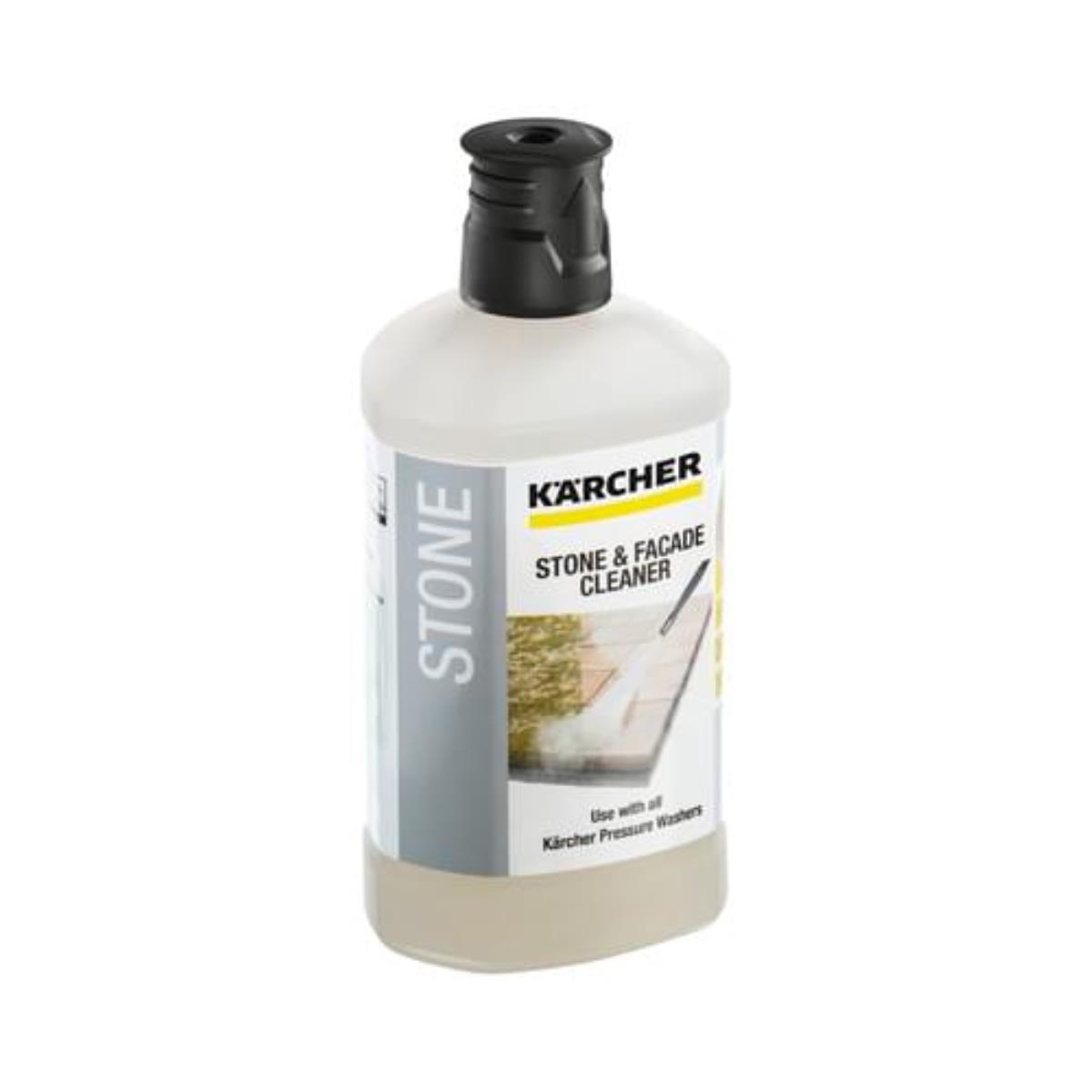 Flacone Karcher Stone & Facade Cleaner con tappo nero.