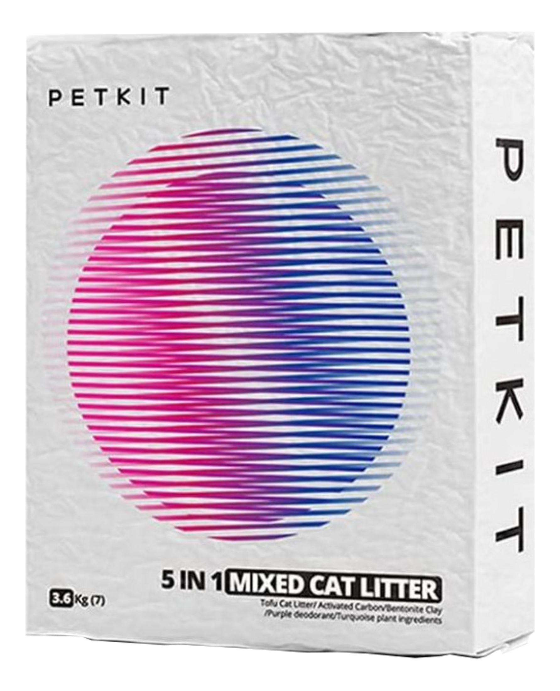 Opakowanie PETKIT 5 w 1 dla kota z okręgiem gradientowym i tekstem.