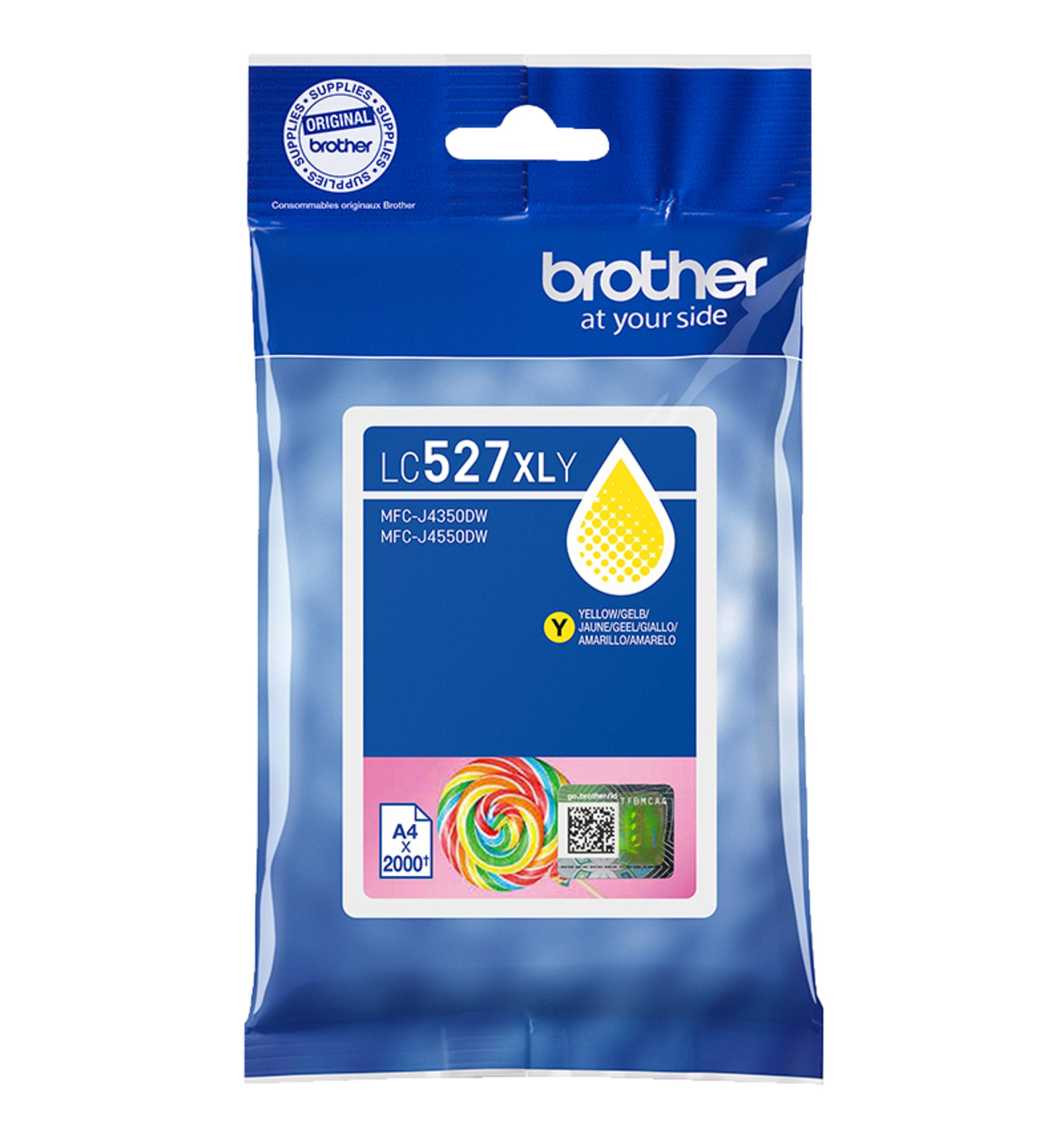Opakowanie żółtego tuszu Brother LC527XLY.