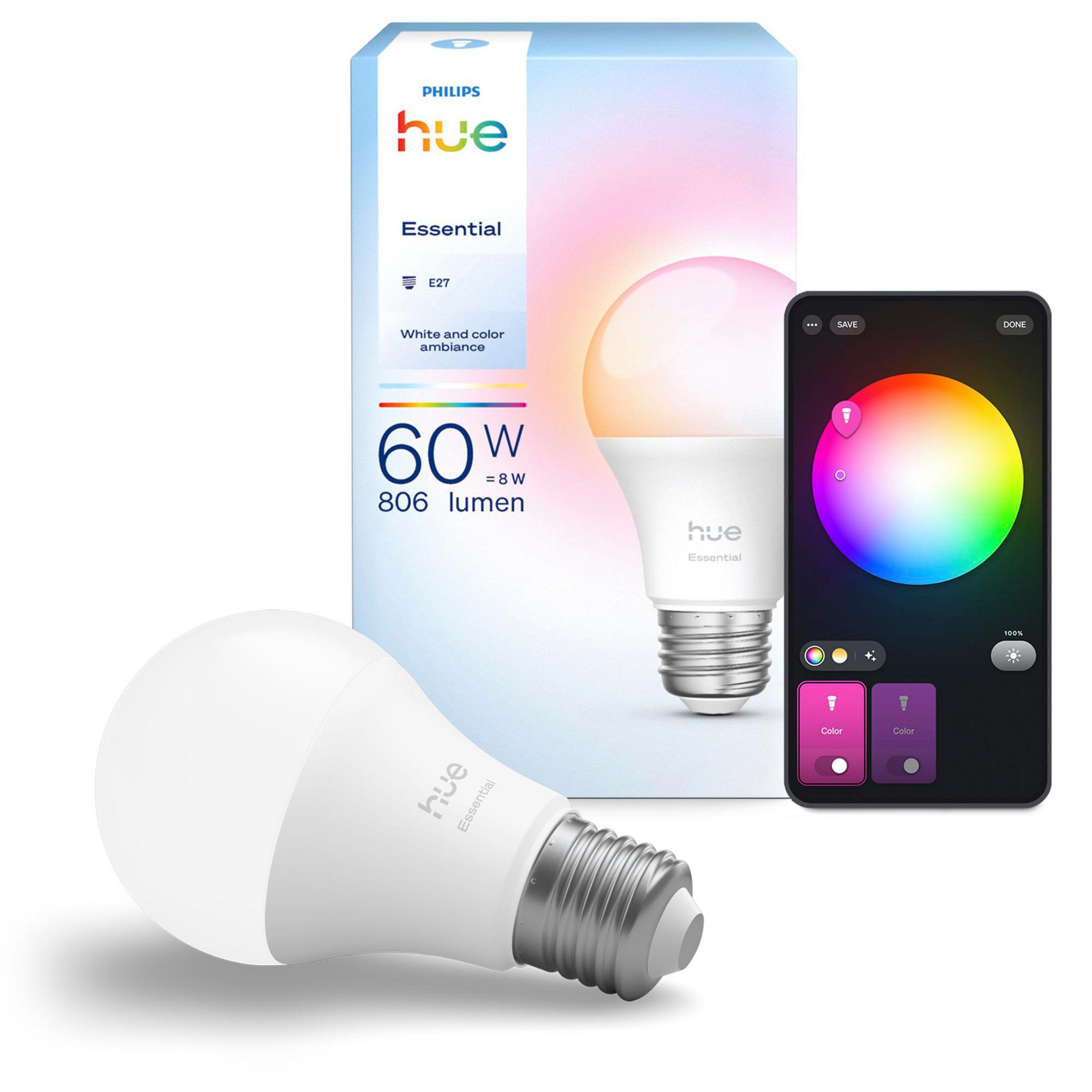 PHILIPS Hue Essential A60 8W E27 806 Lumen Bluetooth Akıllı Ampul