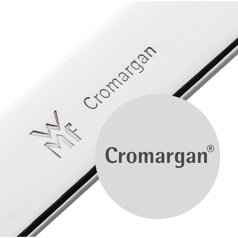 WMF Cromargan Logo auf poliertem Metall.