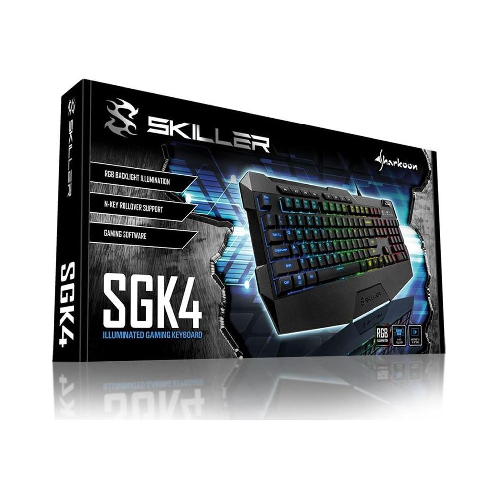 Opakowanie klawiatury gamingowej SKILLER SGK4 z podświetleniem RGB.