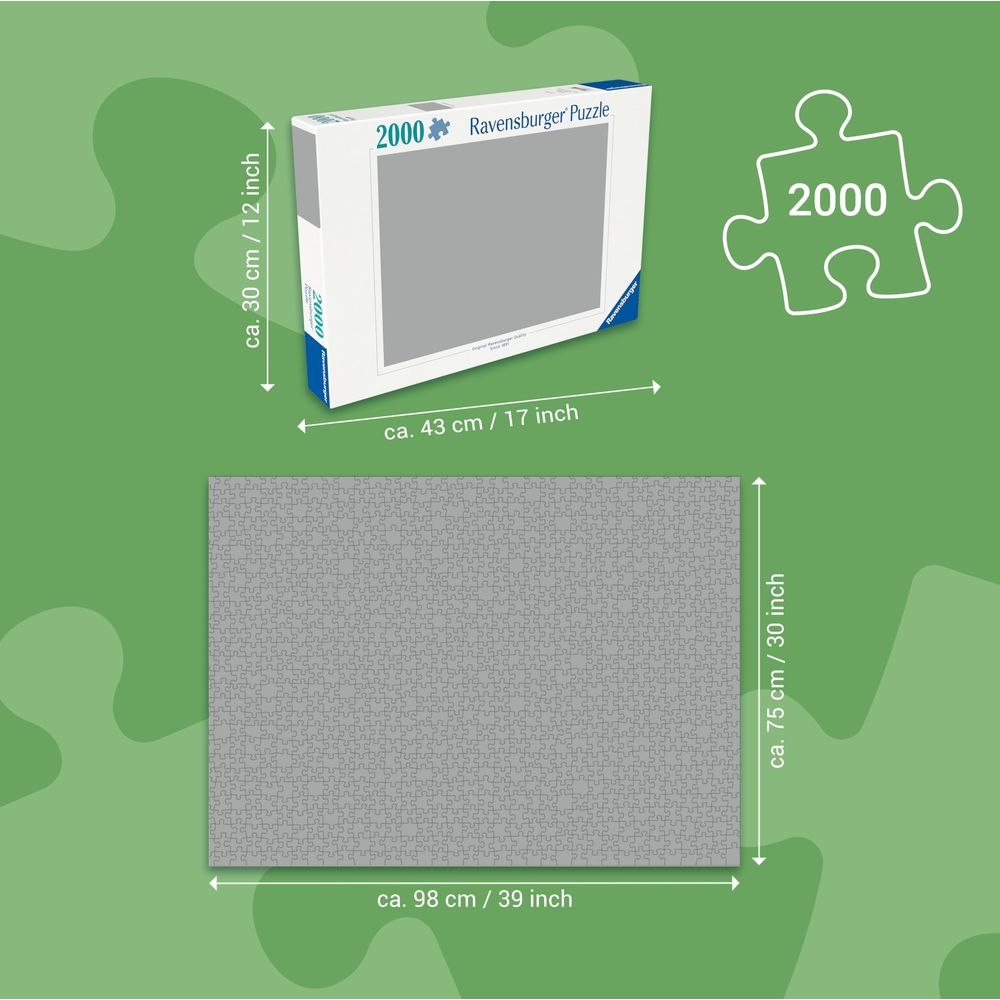 Puzzle Ravensburger 2000 pièces, dimensions 98x75cm. Boîte 43x30cm.