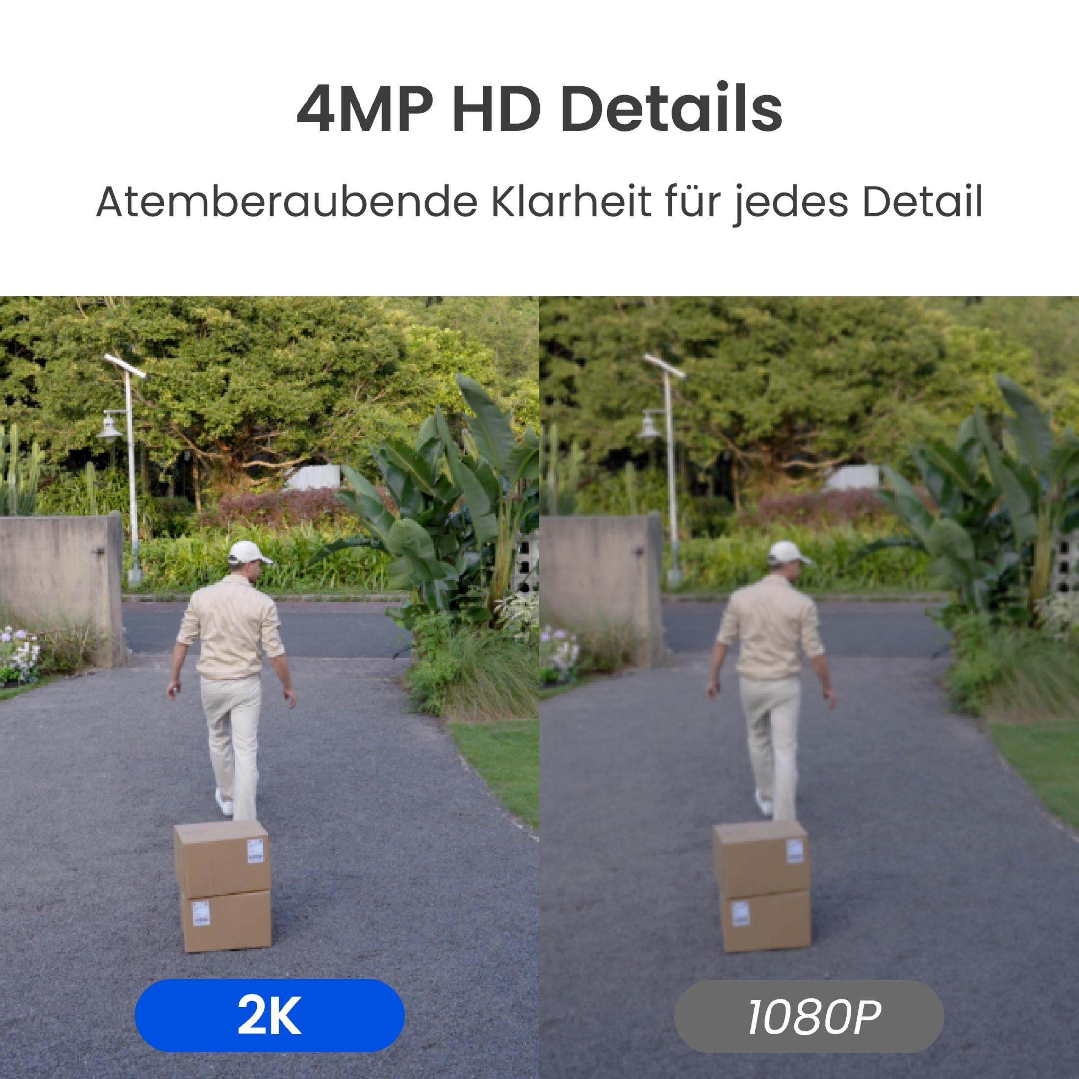 Mann trägt Kartons, 2K und 1080P Auflösung im Vergleich.