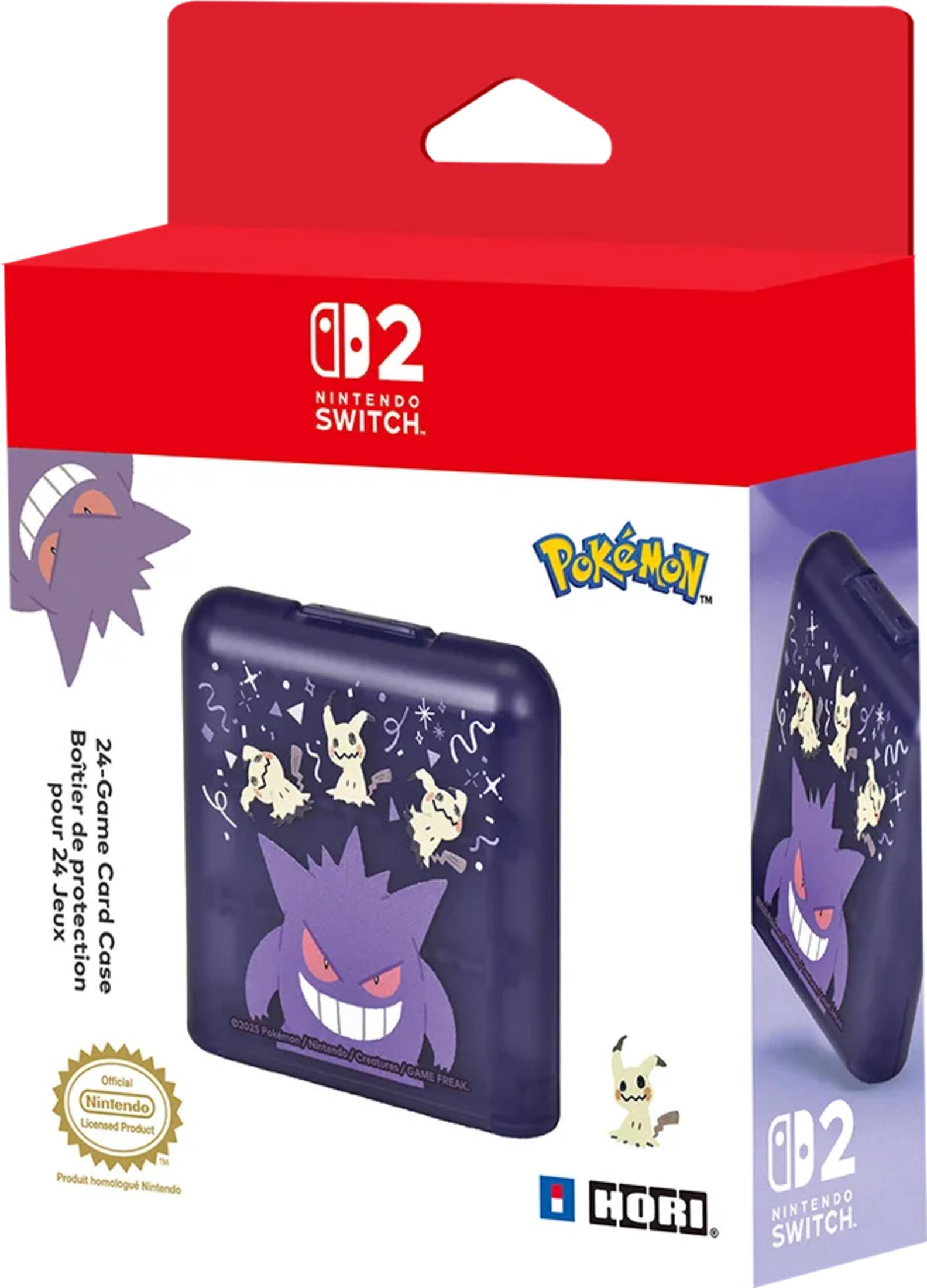 Etui na gry Nintendo Switch z grafiką Pokémon, Gengar i Mimikyu.