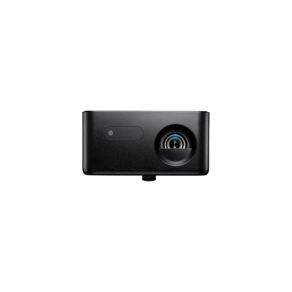 Un projecteur noir compact avec objectif et capteur.