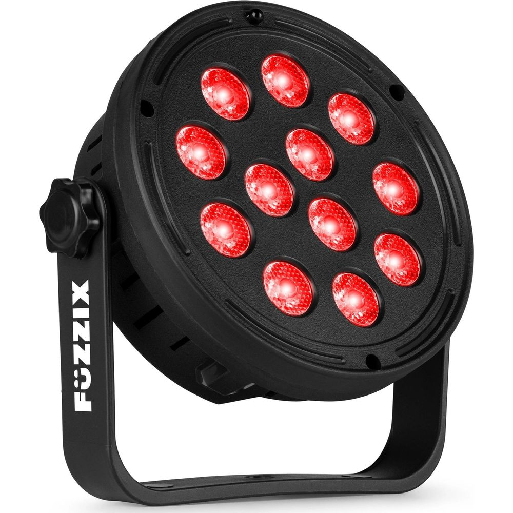 Foco negro con 12 LEDs rojos y logo Fuzzix.