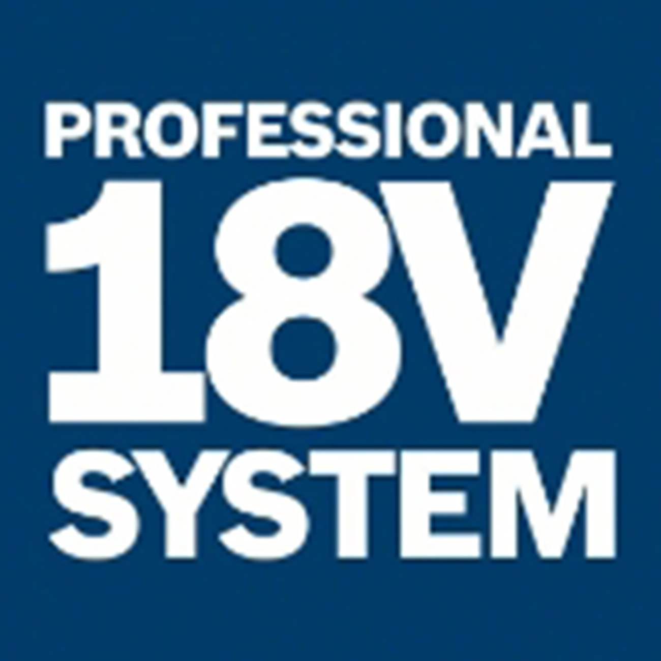 Professionelles 18V System Logo auf blauem Hintergrund.