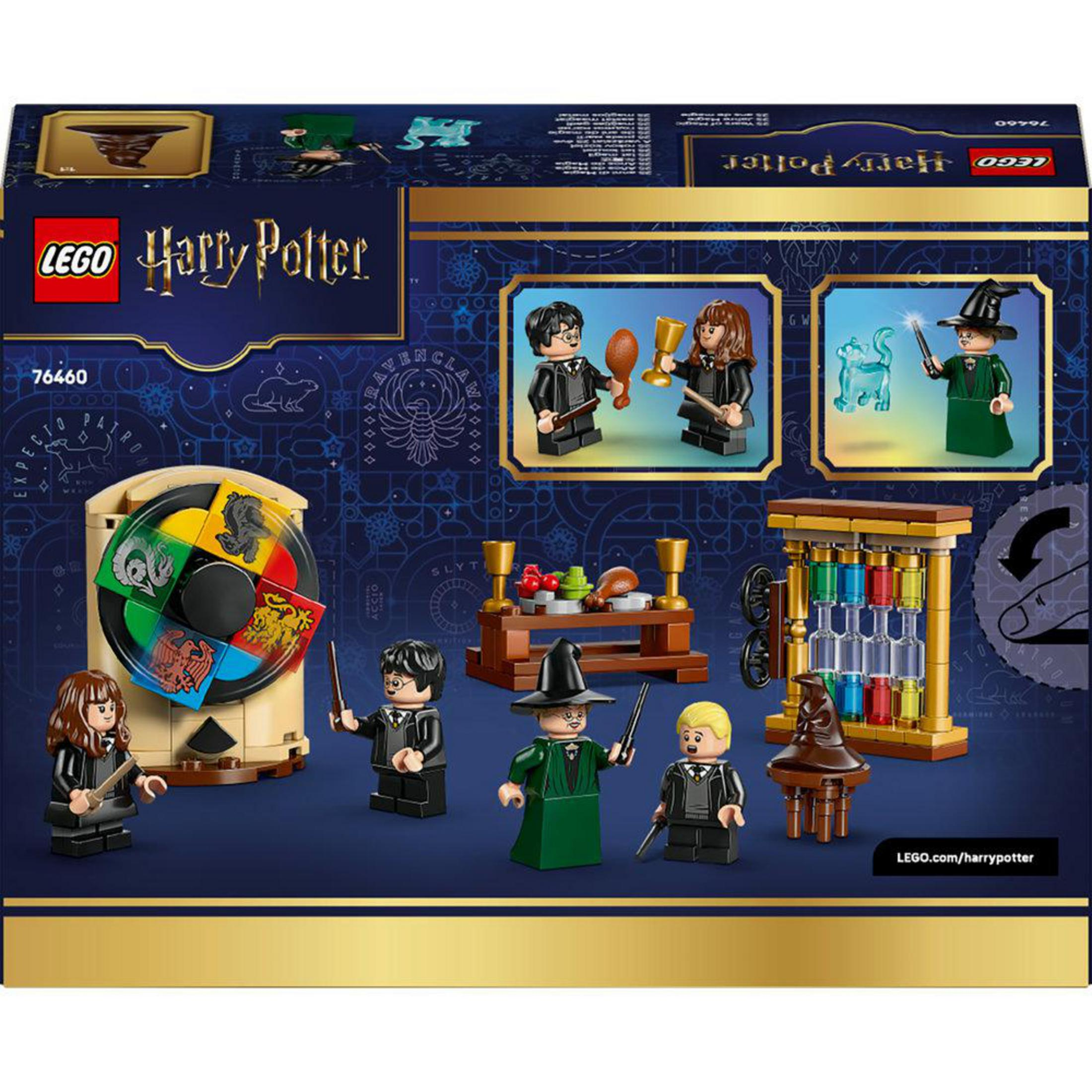 Minifigürler, masa ve iksir şişeleri içeren Lego Harry Potter seti.