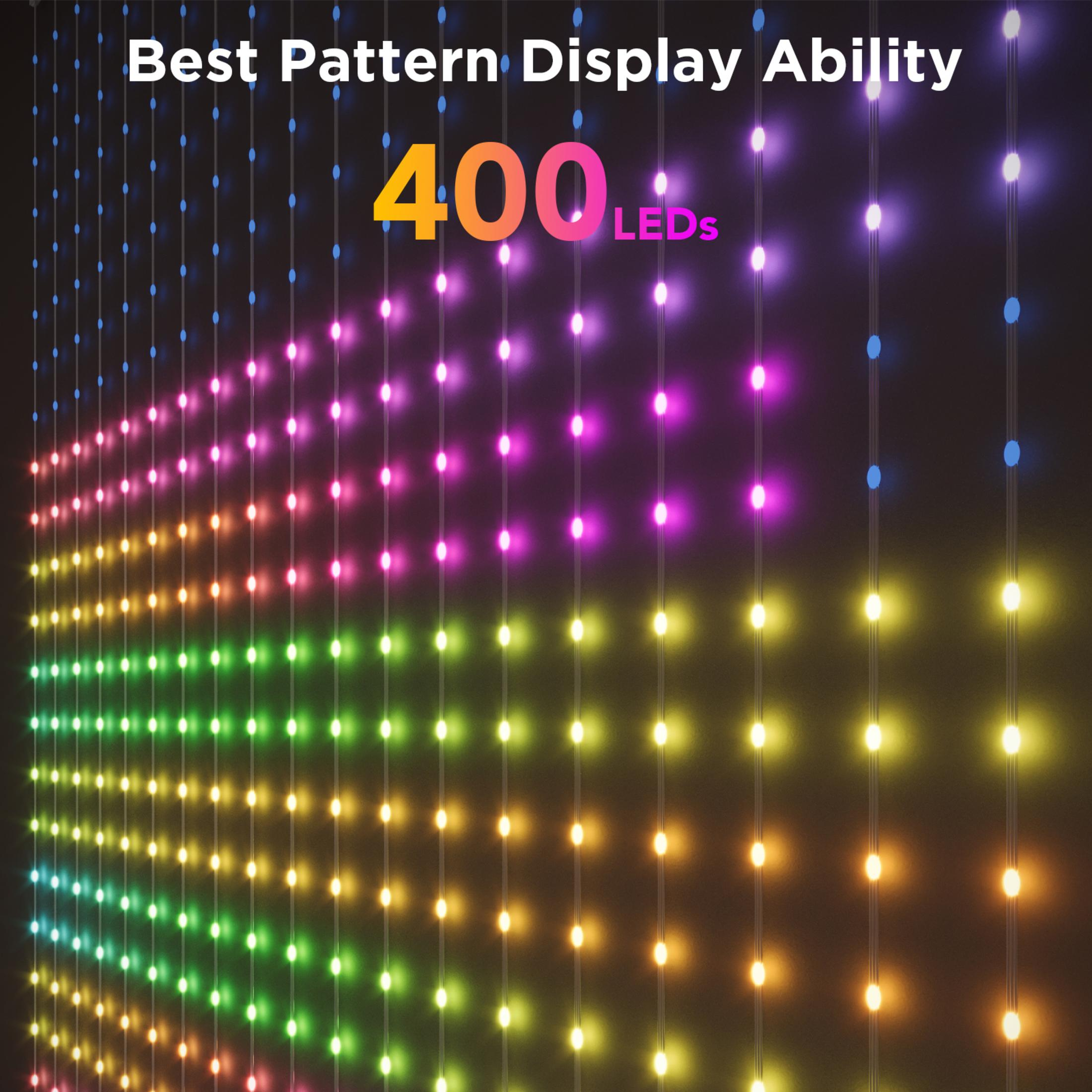 Arrière-plan avec 400 LED affichant un spectre du bleu au rouge.
