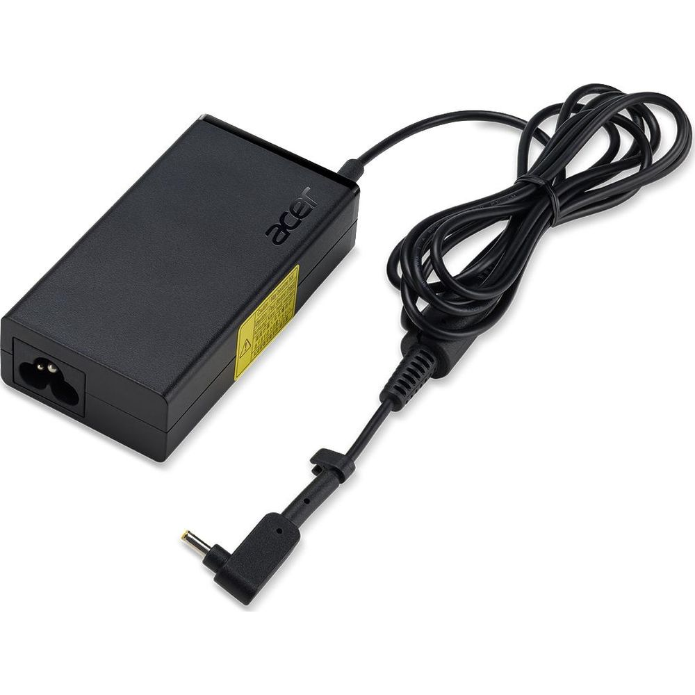 Adaptador de corriente negro para portátil Acer con cable y enchufe.