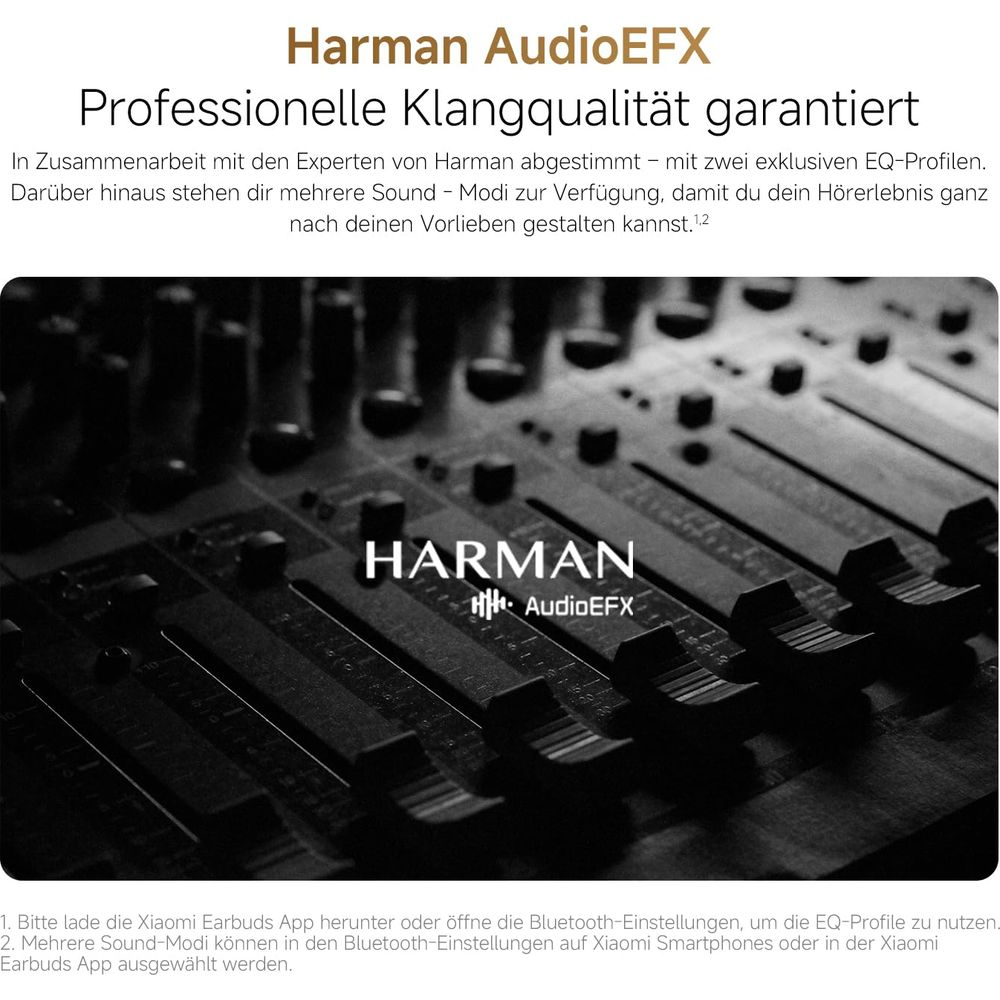 Zbliżenie konsolety mikserskiej z logo Harman AudioEFX. Skala szarości.
