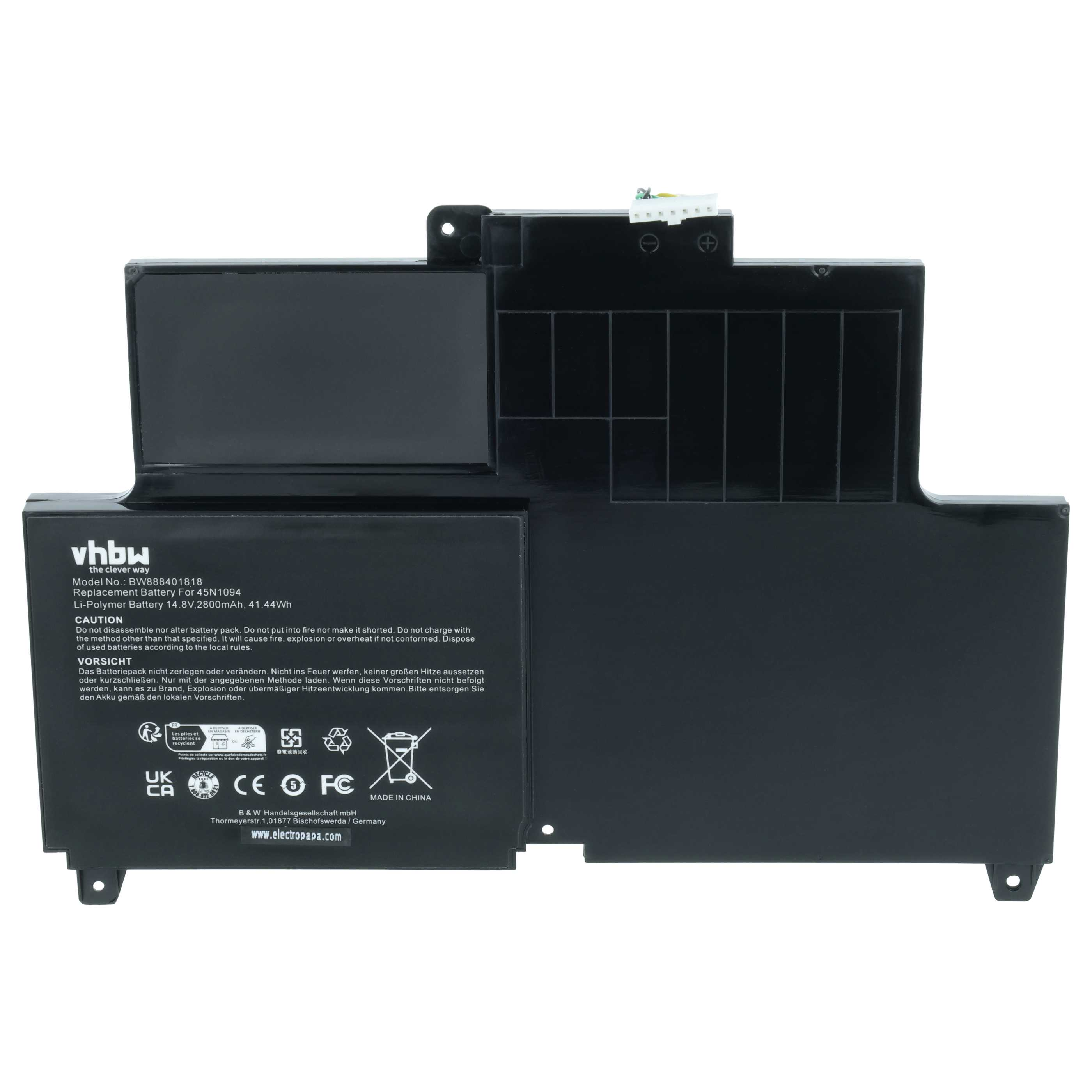 Schwarzer Li-Polymer Akku mit weißer Beschriftung, Modell BW888401818.