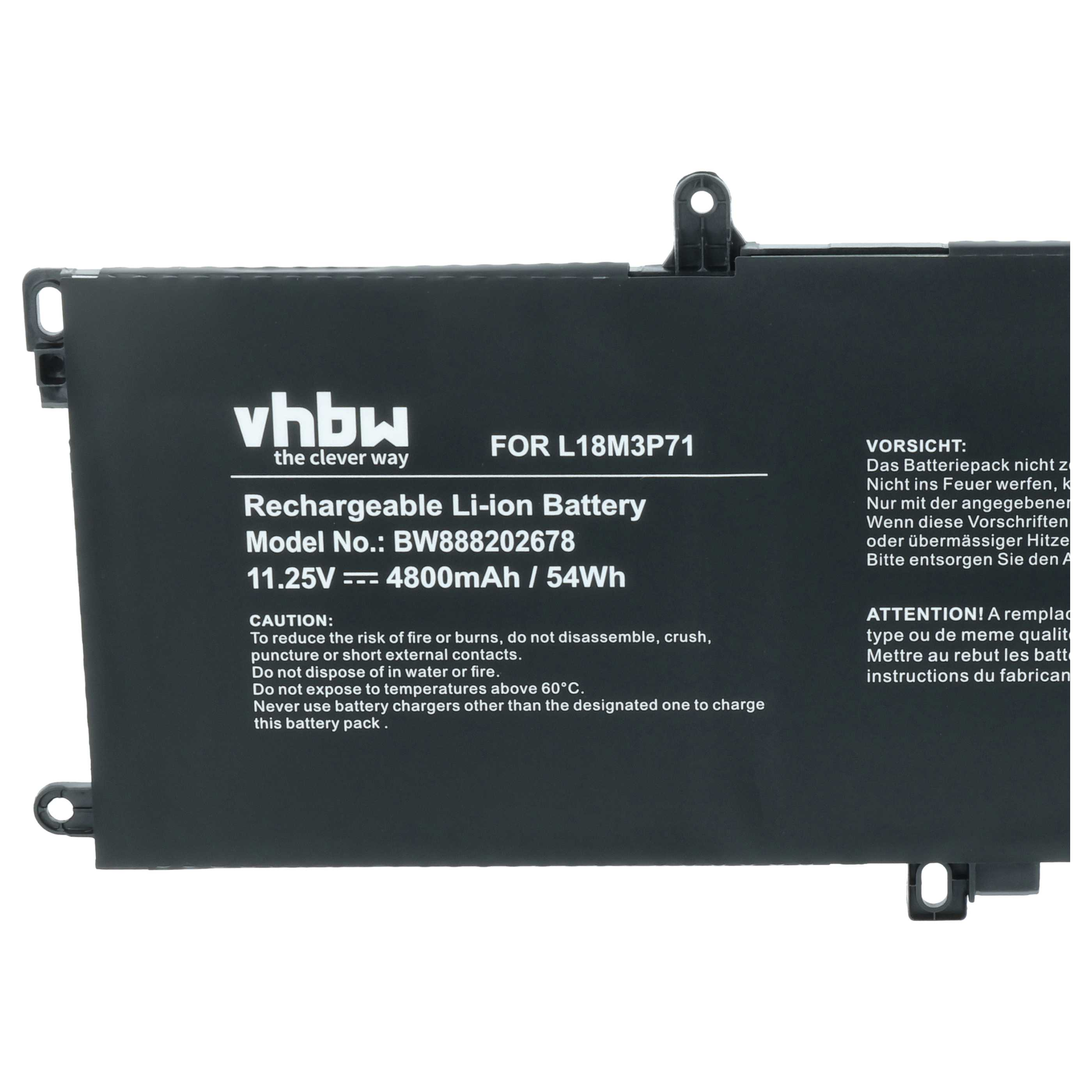 Schwarzer Laptop-Akku mit Modellnummer L18M3P71, 11.25V.