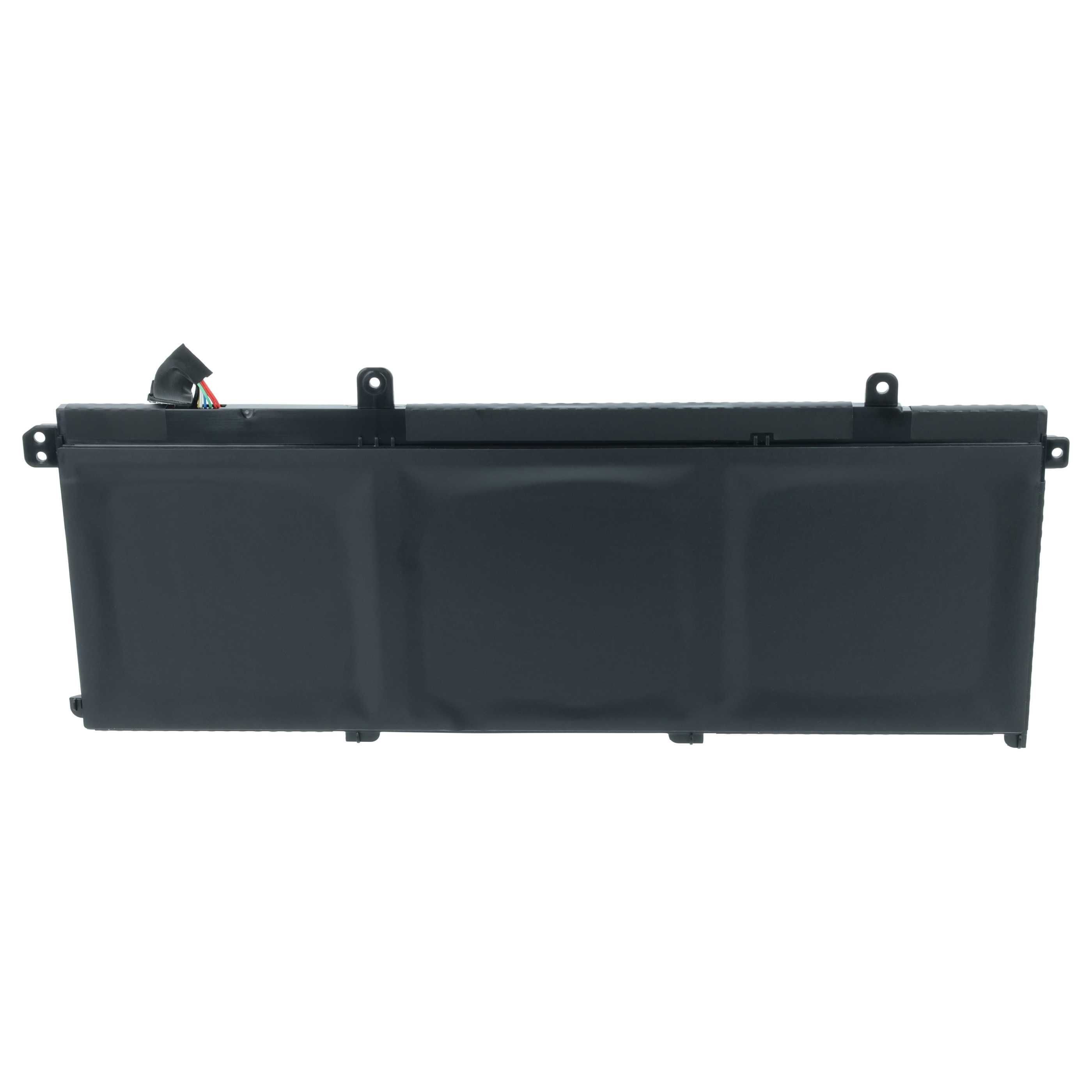 Ein schwarzer Laptop-Akku mit Kabeln ragt aus der linken Seite hervor.