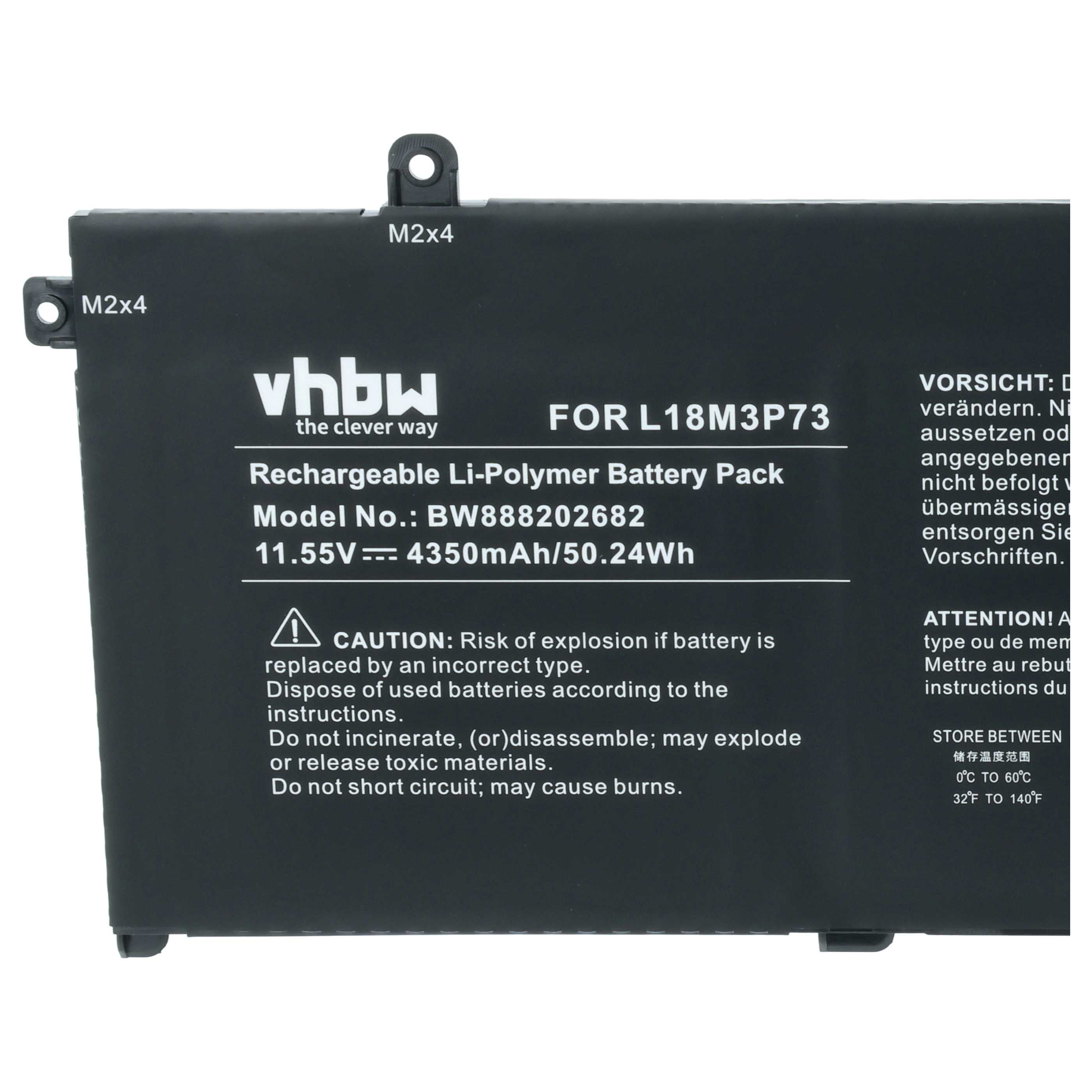 Schwarzer Laptop-Akku mit Aufschriften: vhbw, Modell BW888202682, 4350mAh.