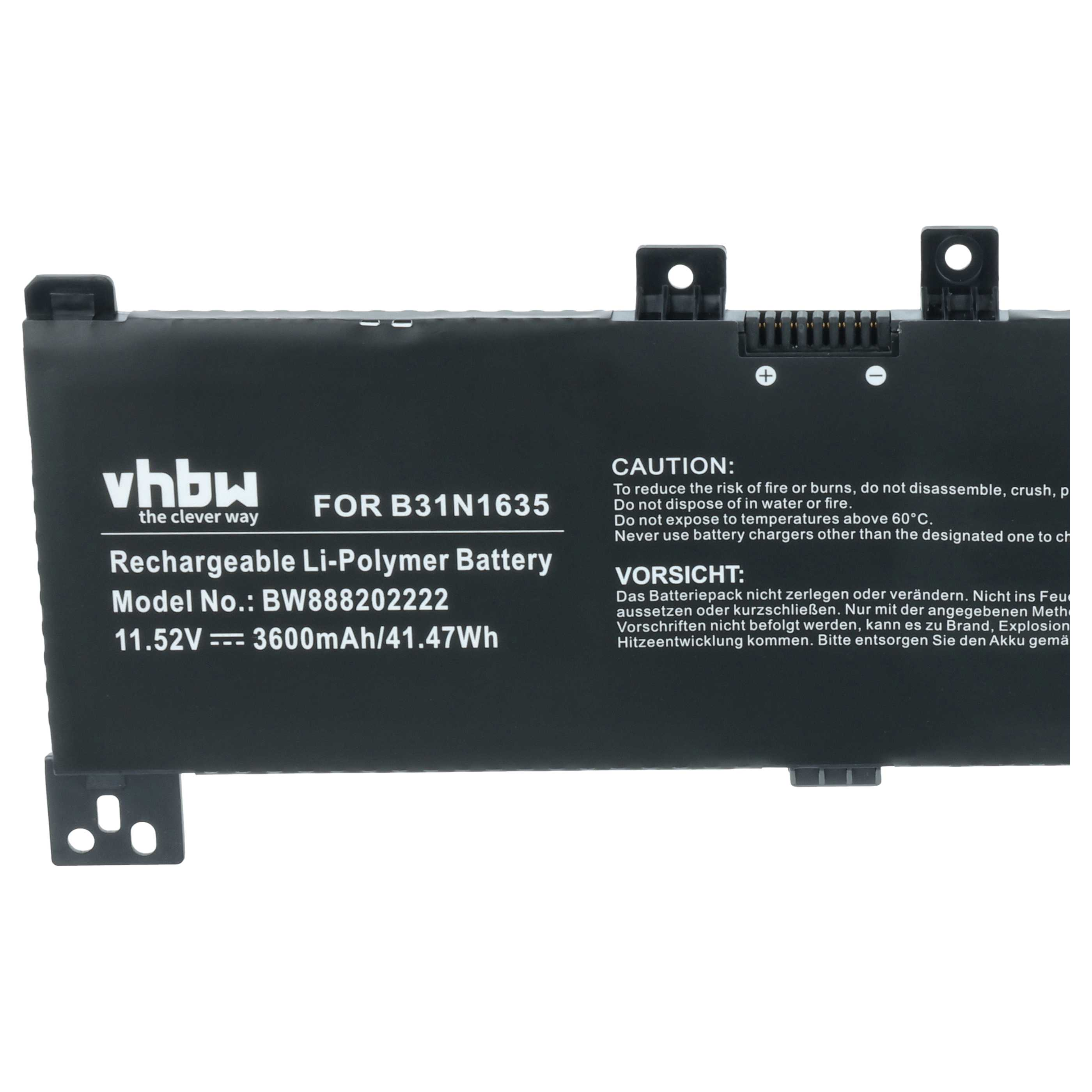 Schwarzer Laptop-Akku mit Aufschriften: vhbw, Modell BW888202222, 11.52V.
