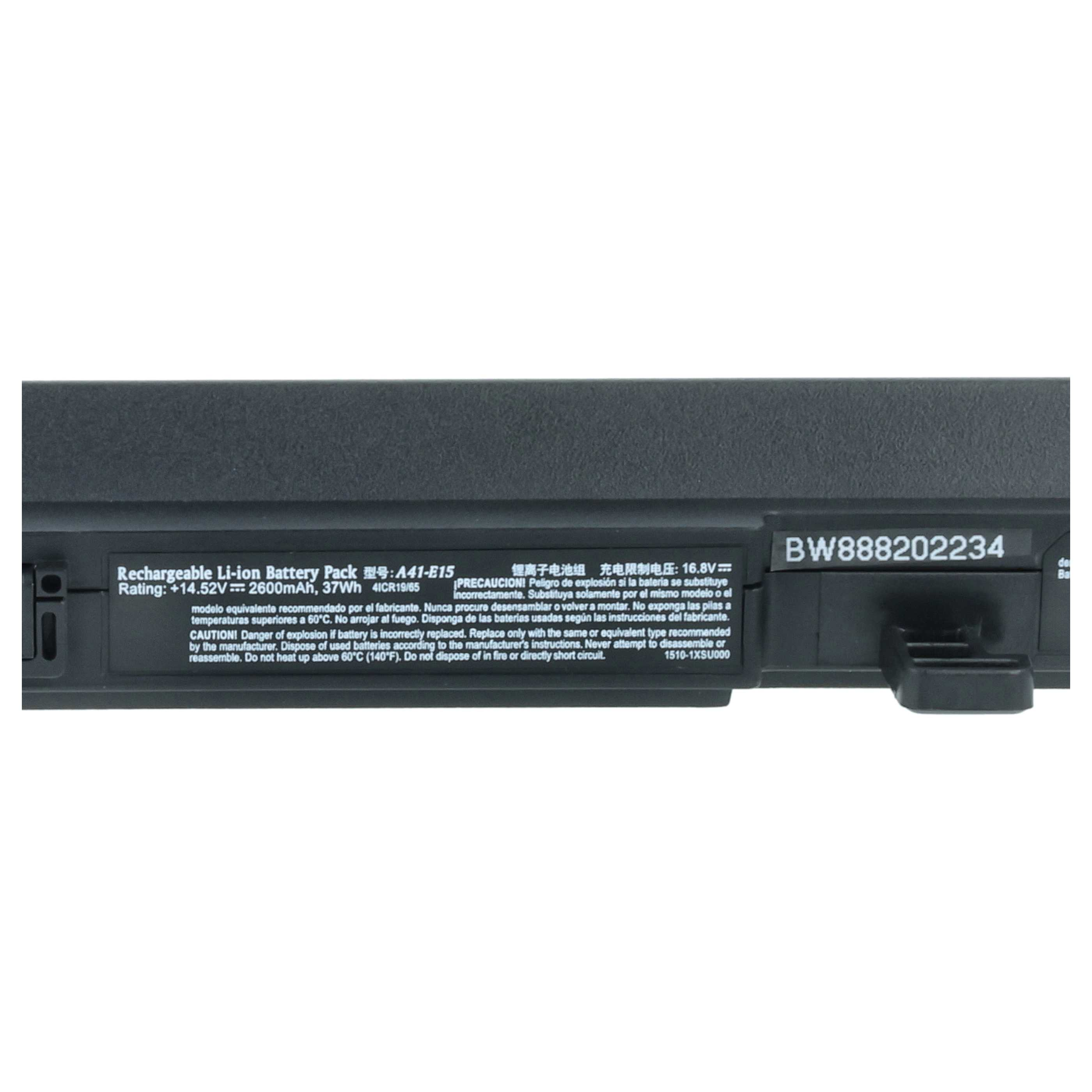 Schwarzer Akku mit Aufkleber: Li-Ion, 14.52V, 2600mAh, 37Wh, BW888202234.