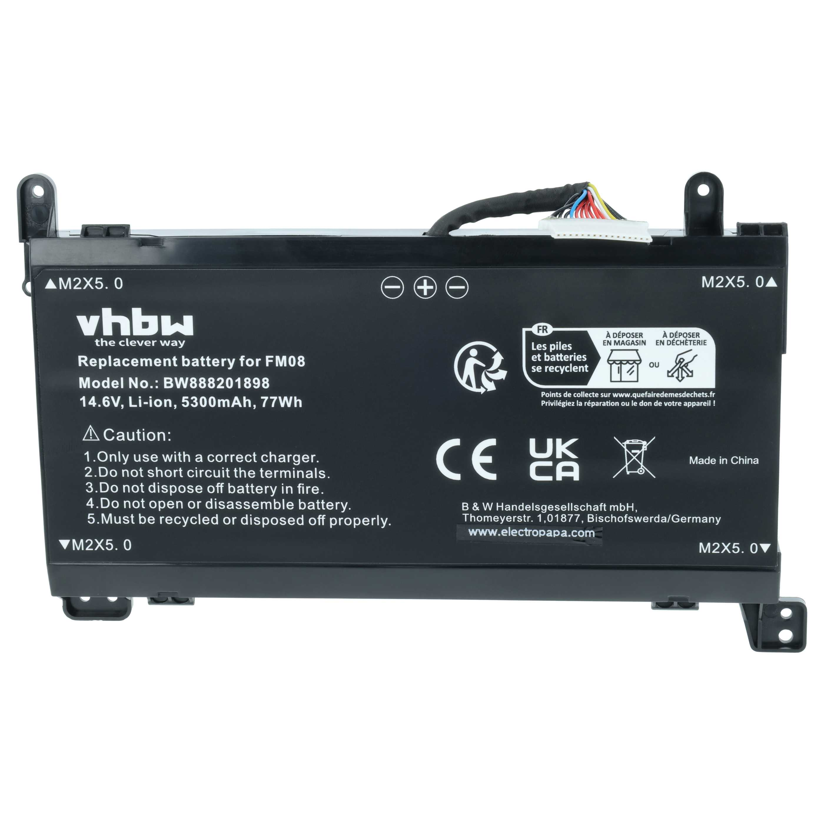 Ersatzakku für FM08, 14.6V Li-ion, 5300mAh, vhbw.