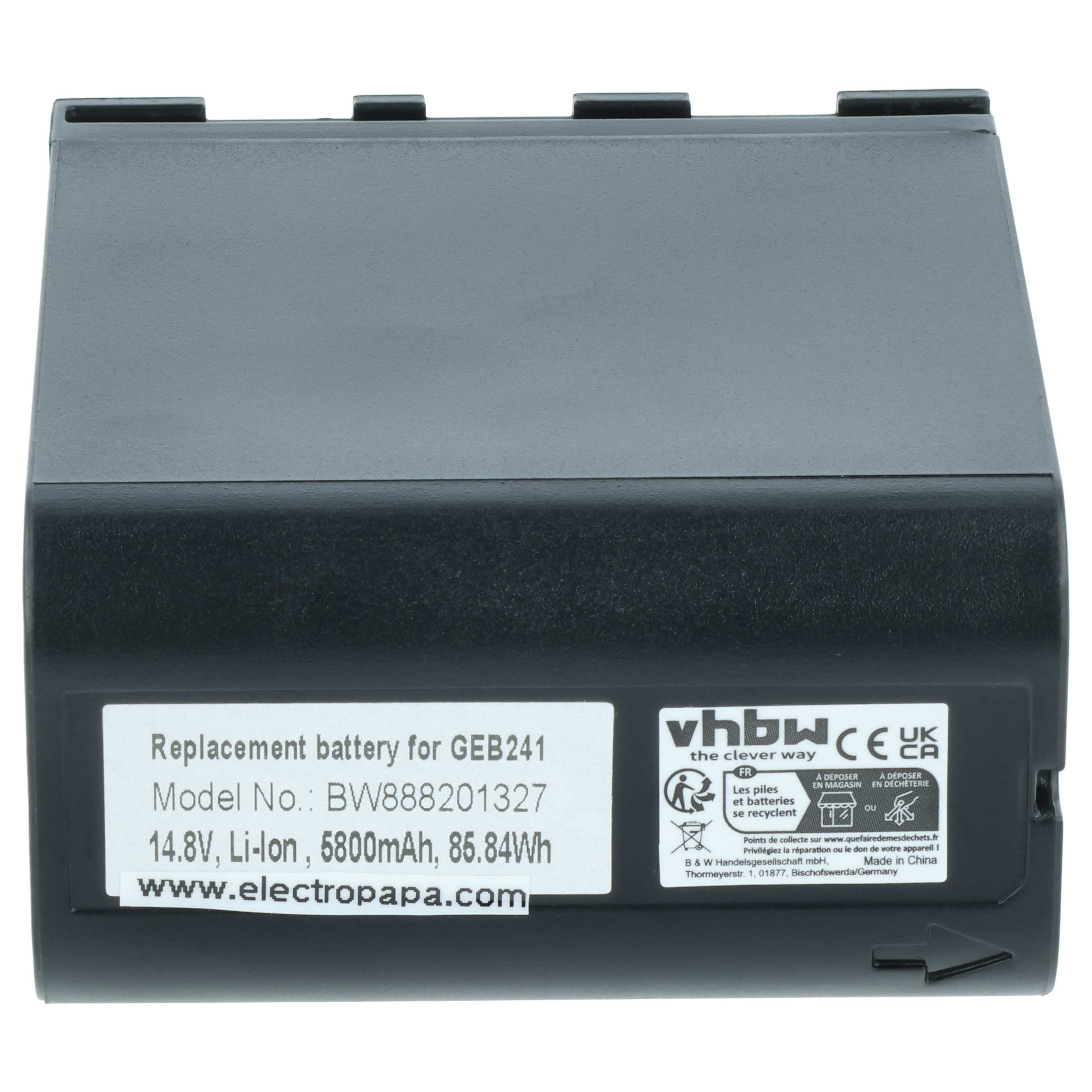 Schwarzer Akku für GEB241, 14.8V, 5800mAh. Mit Aufschriften.