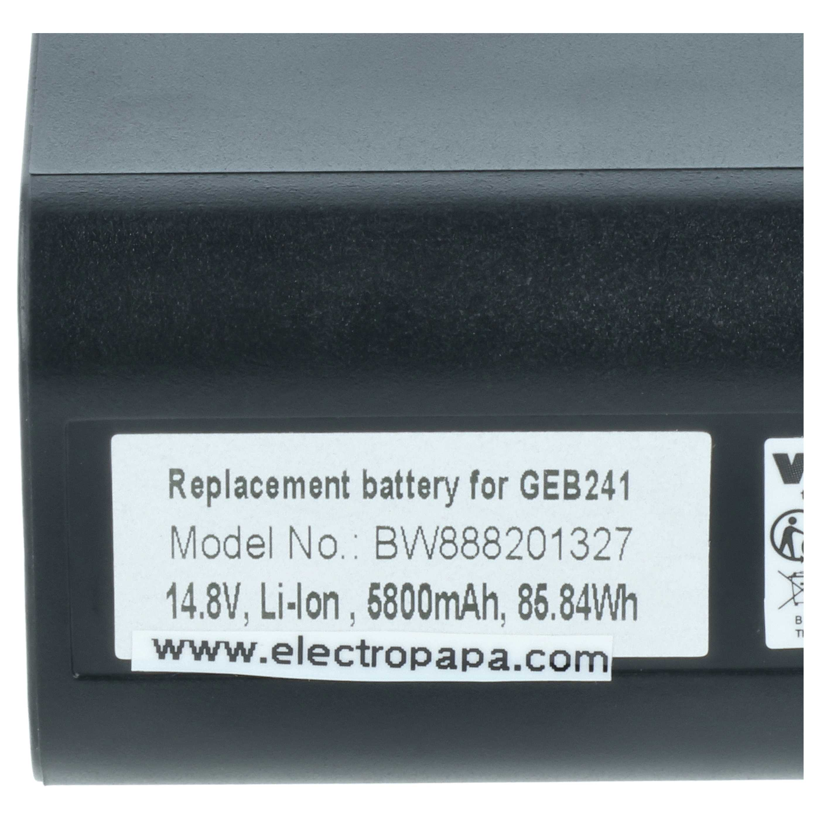 Ersatzakku für GEB241, 14.8V Li-Ion, 5800mAh, 85.84Wh.