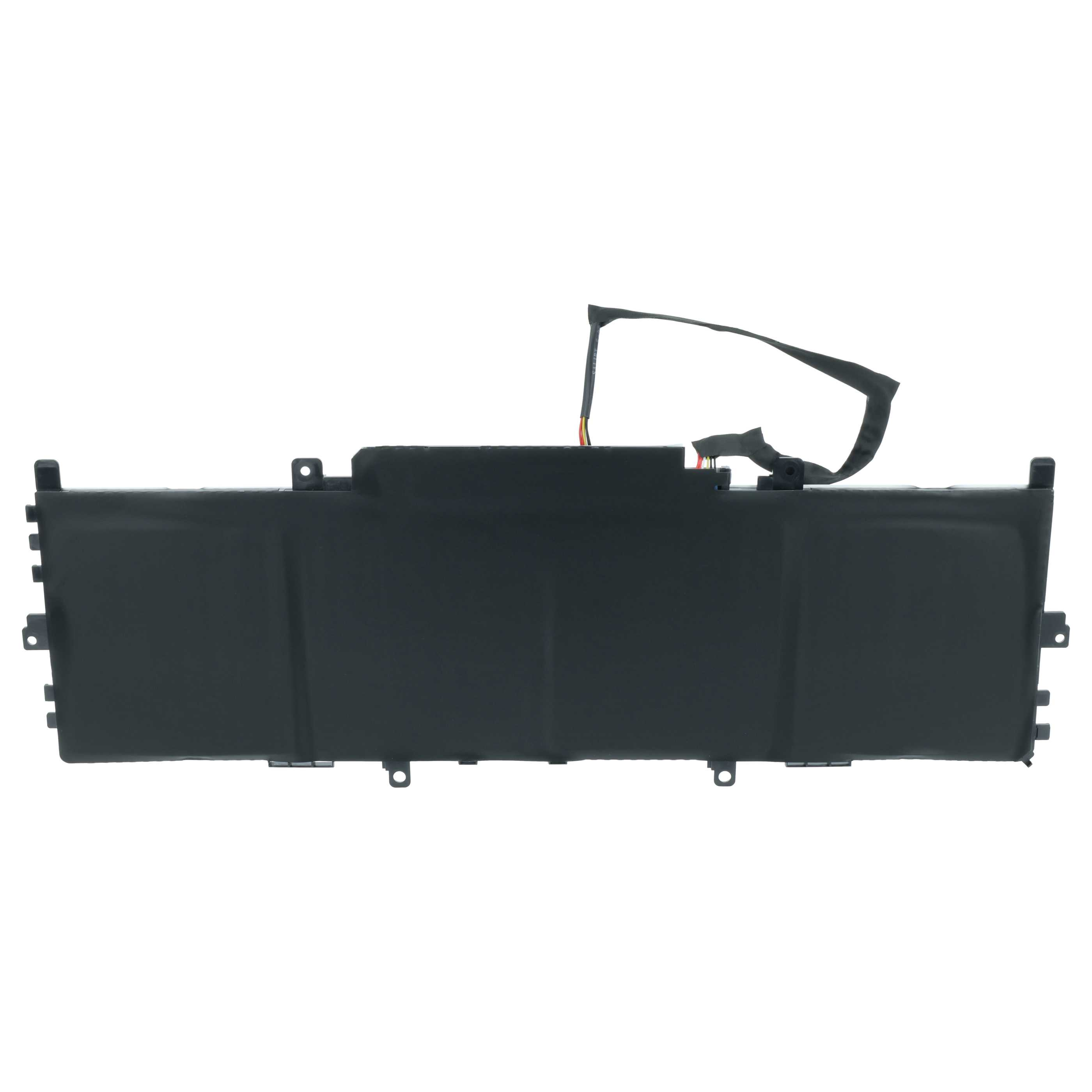 Ein schwarzer Laptop-Akku mit Kabeln.