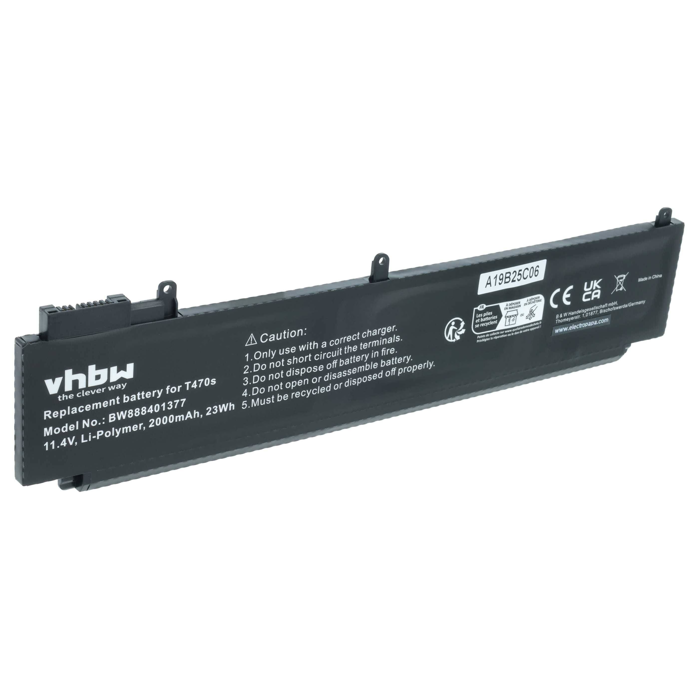 Schwarzer Laptop-Akku mit Beschriftung, Modell BW888401377, 11.4V.