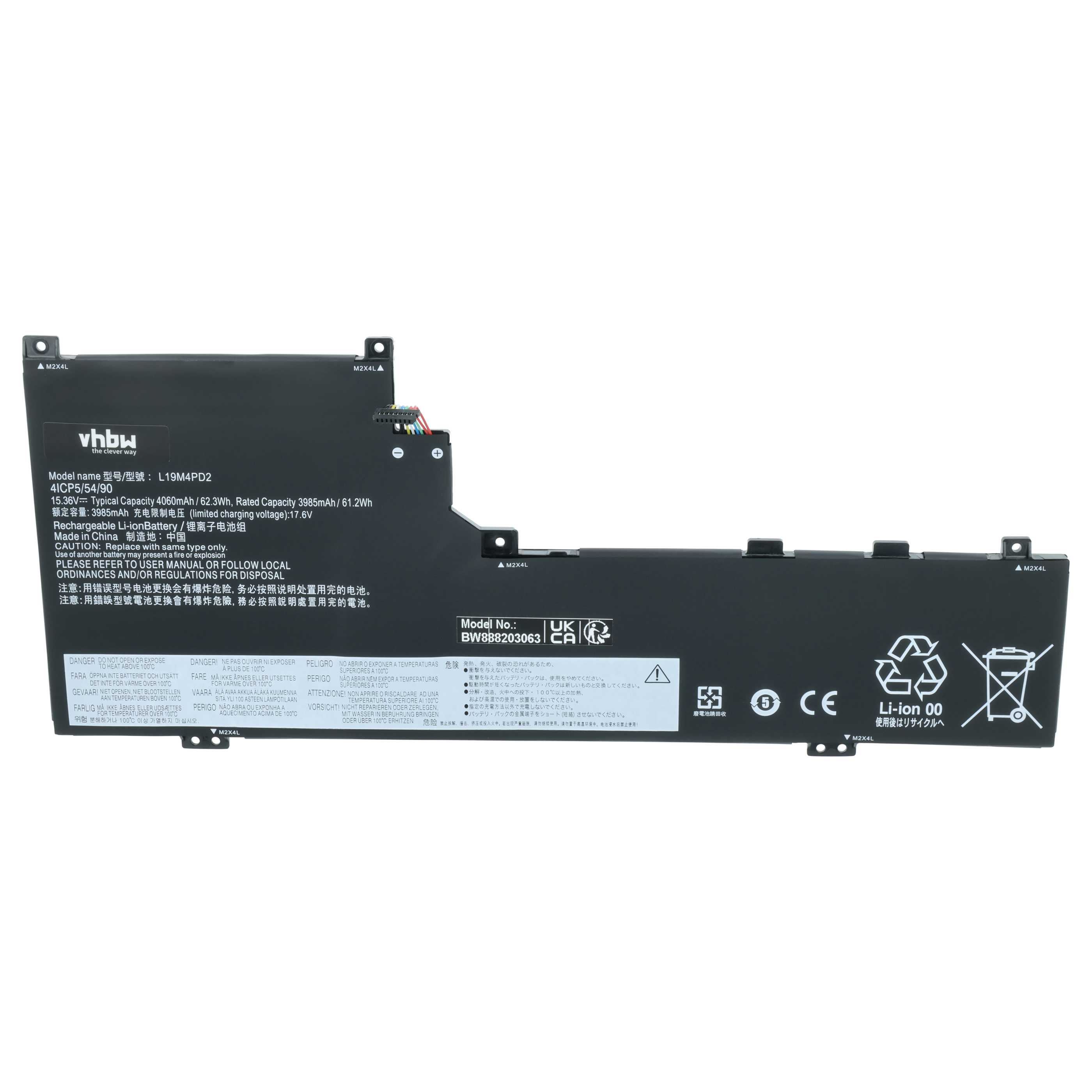Schwarzer Laptop-Akku mit Modellnummer L19M4PD2, Kapazität 4060mAh.
