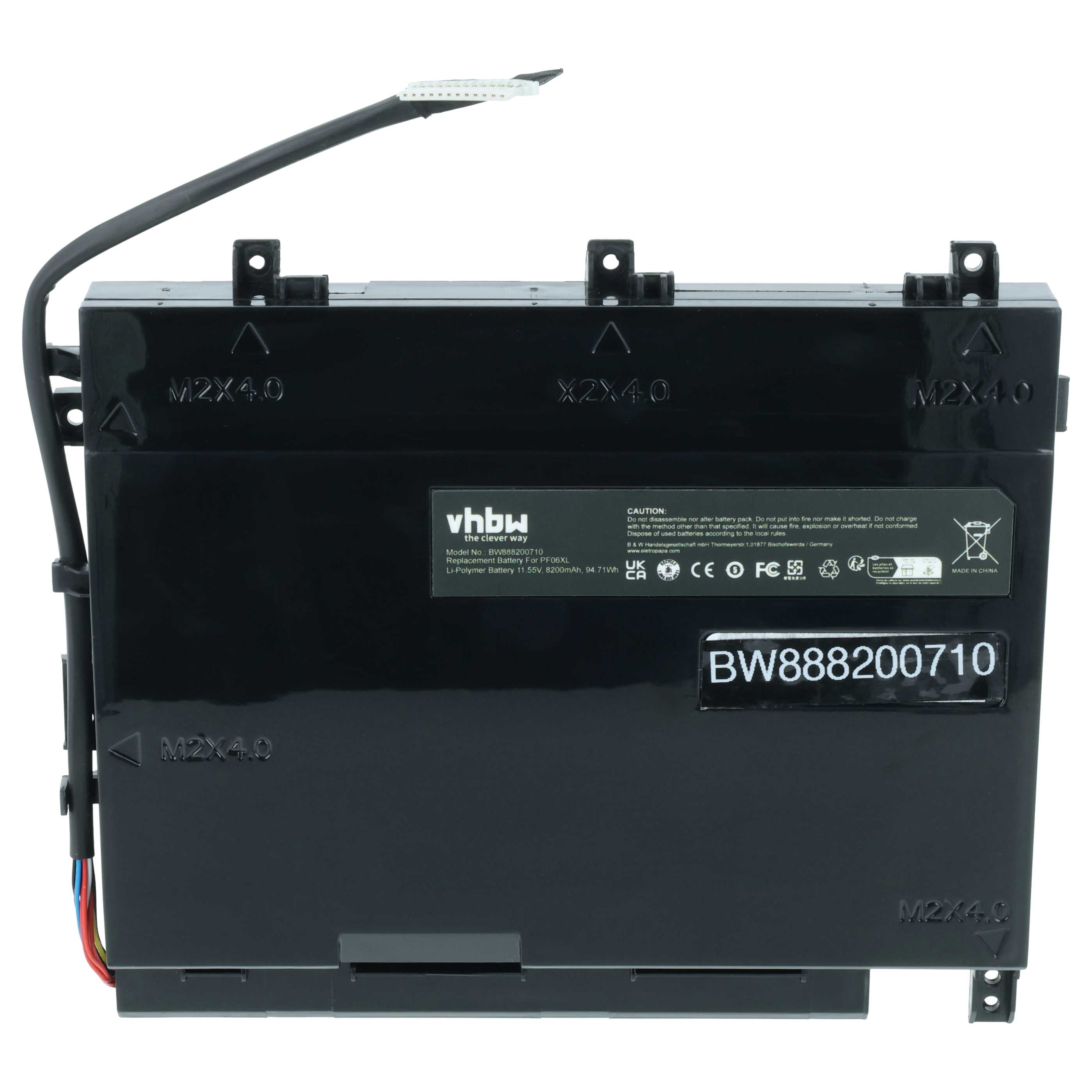 Schwarzer Lithium-Polymer-Akku mit Kabel und Stecker, Modell BW888200710.