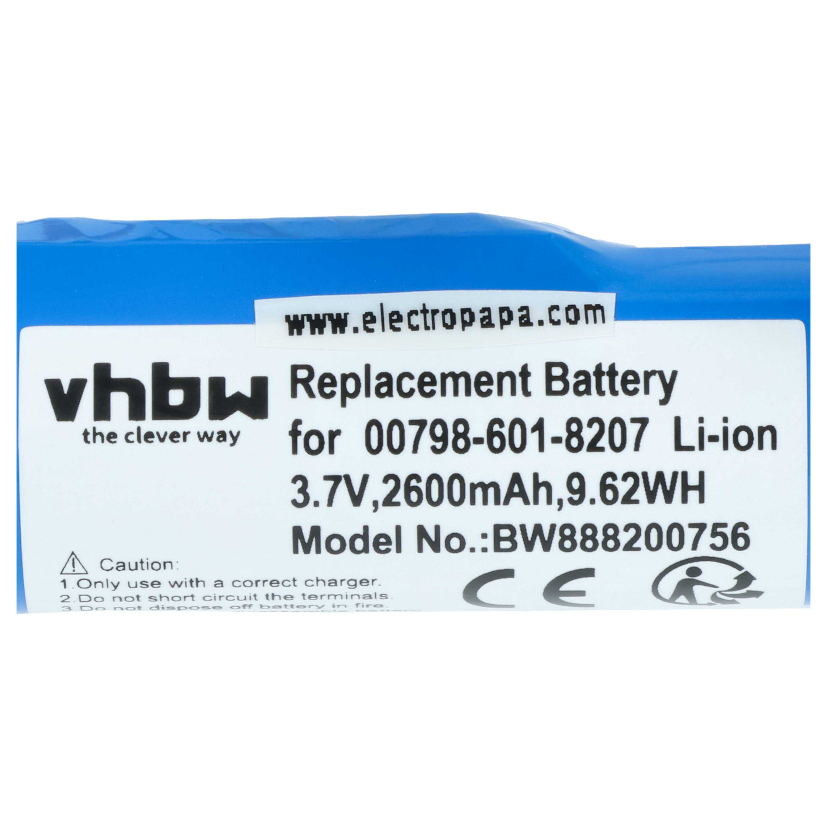 VHBW Ersatzakku Li-Ion 3,7V 2600mAh 9,62WH, Modell BW888200756.