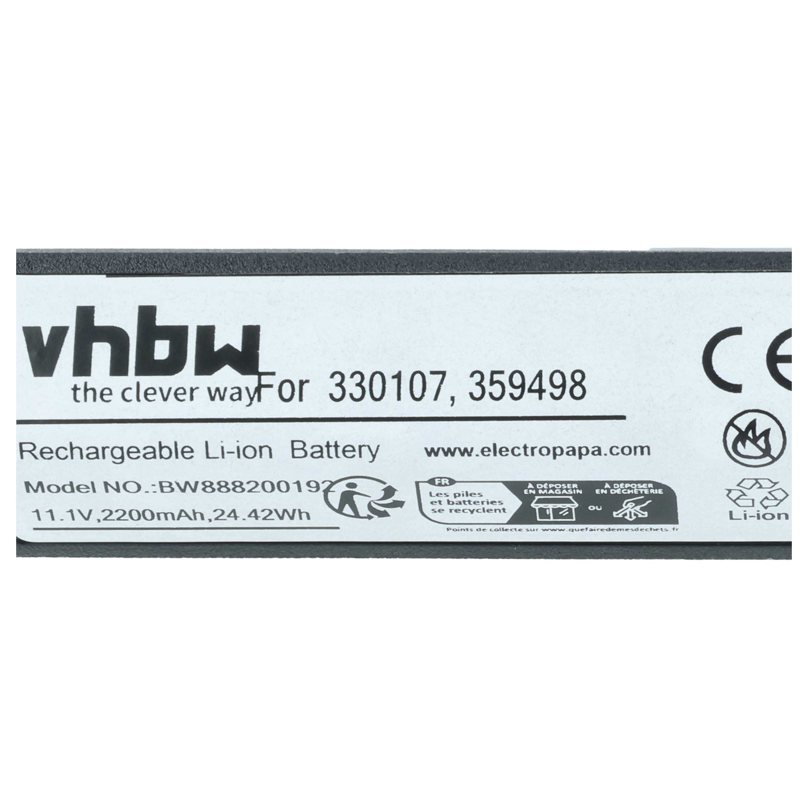 vhbw Li-Ion Akku: 11.1V, 2200mAh, 24.42Wh, Modell BW888200192.