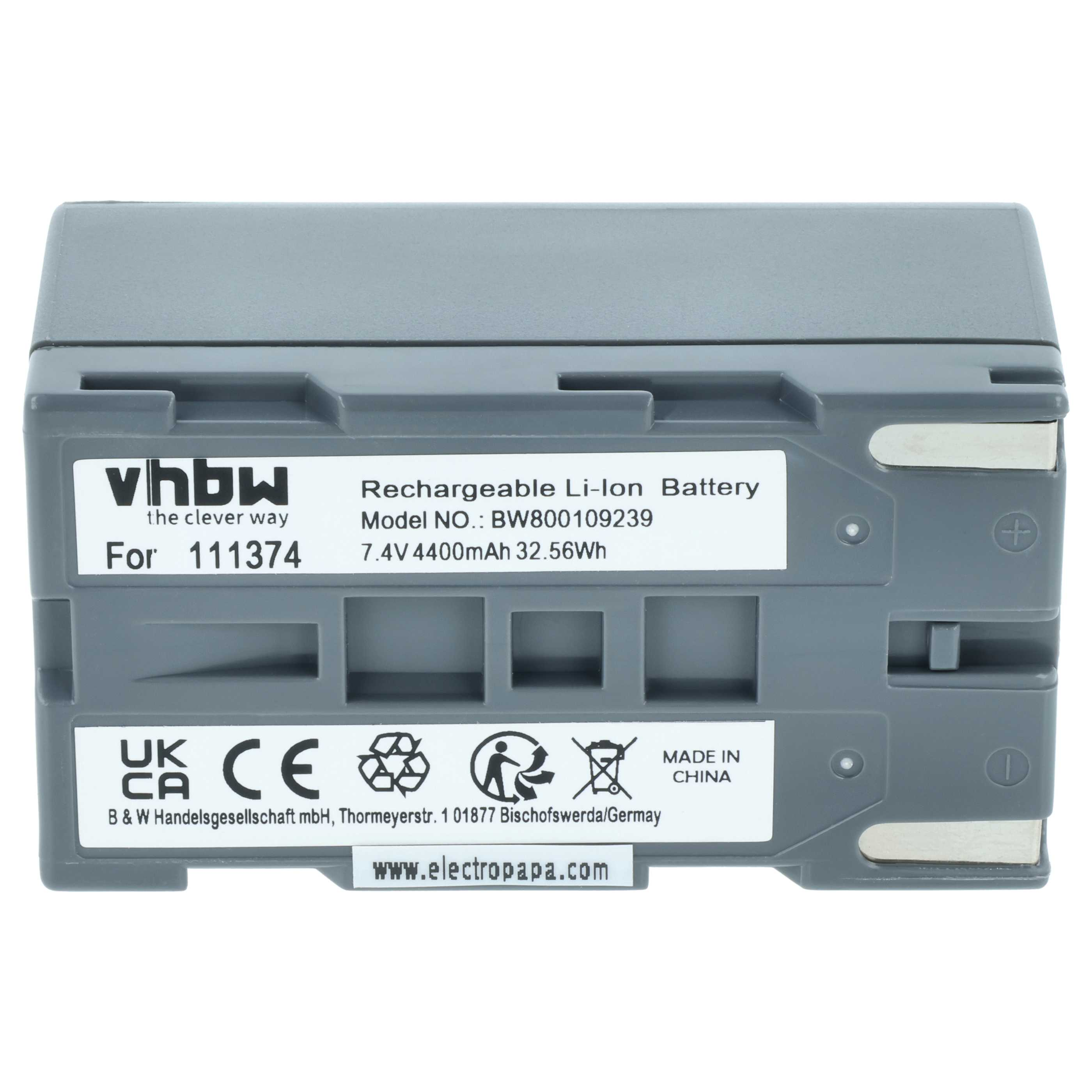 Grauer Li-Ion Akku mit Aufschriften: vhbw, 7.4V 4400mAh, Made in China.