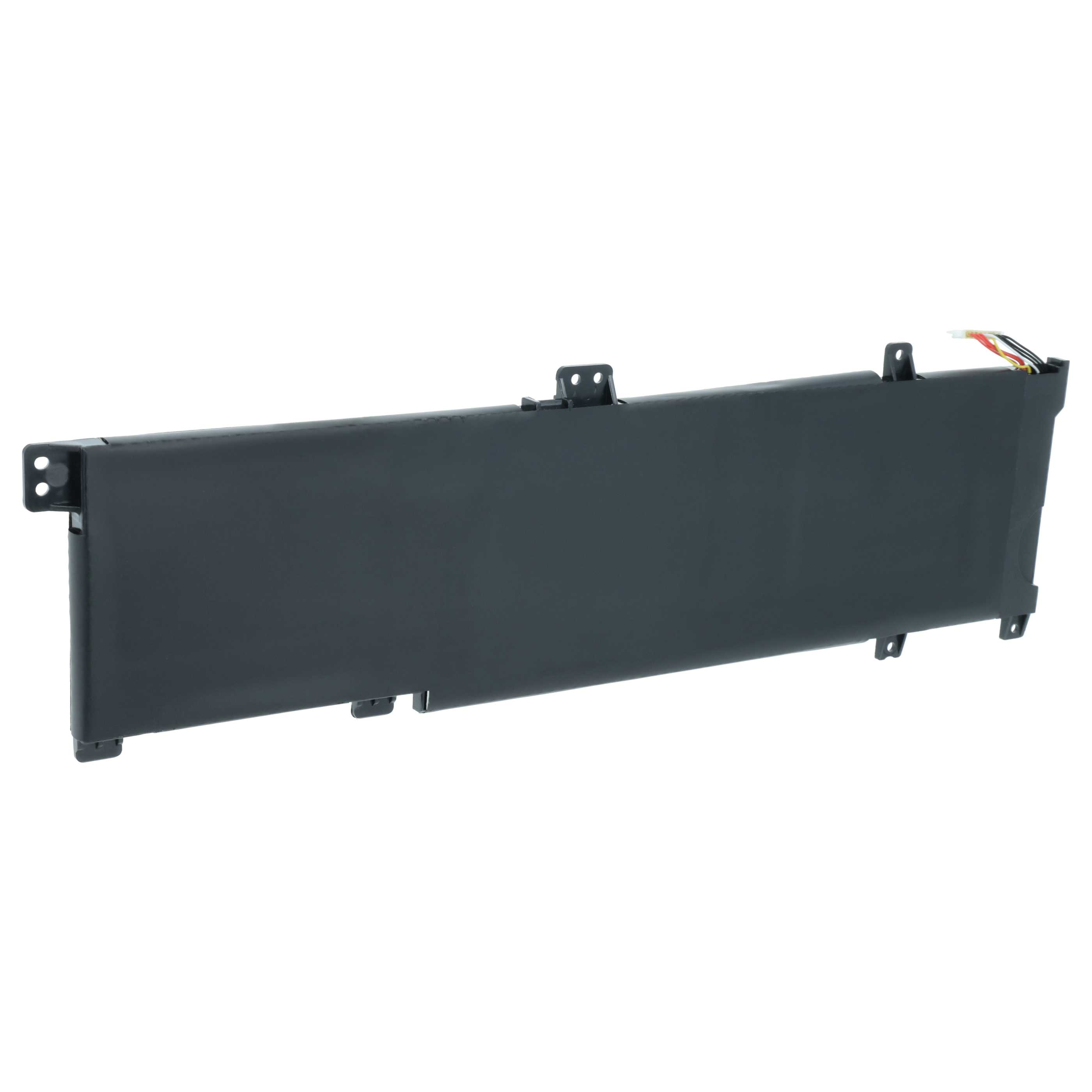 Schwarzer Laptop-Akku mit Kabeln, auf weißem Hintergrund.