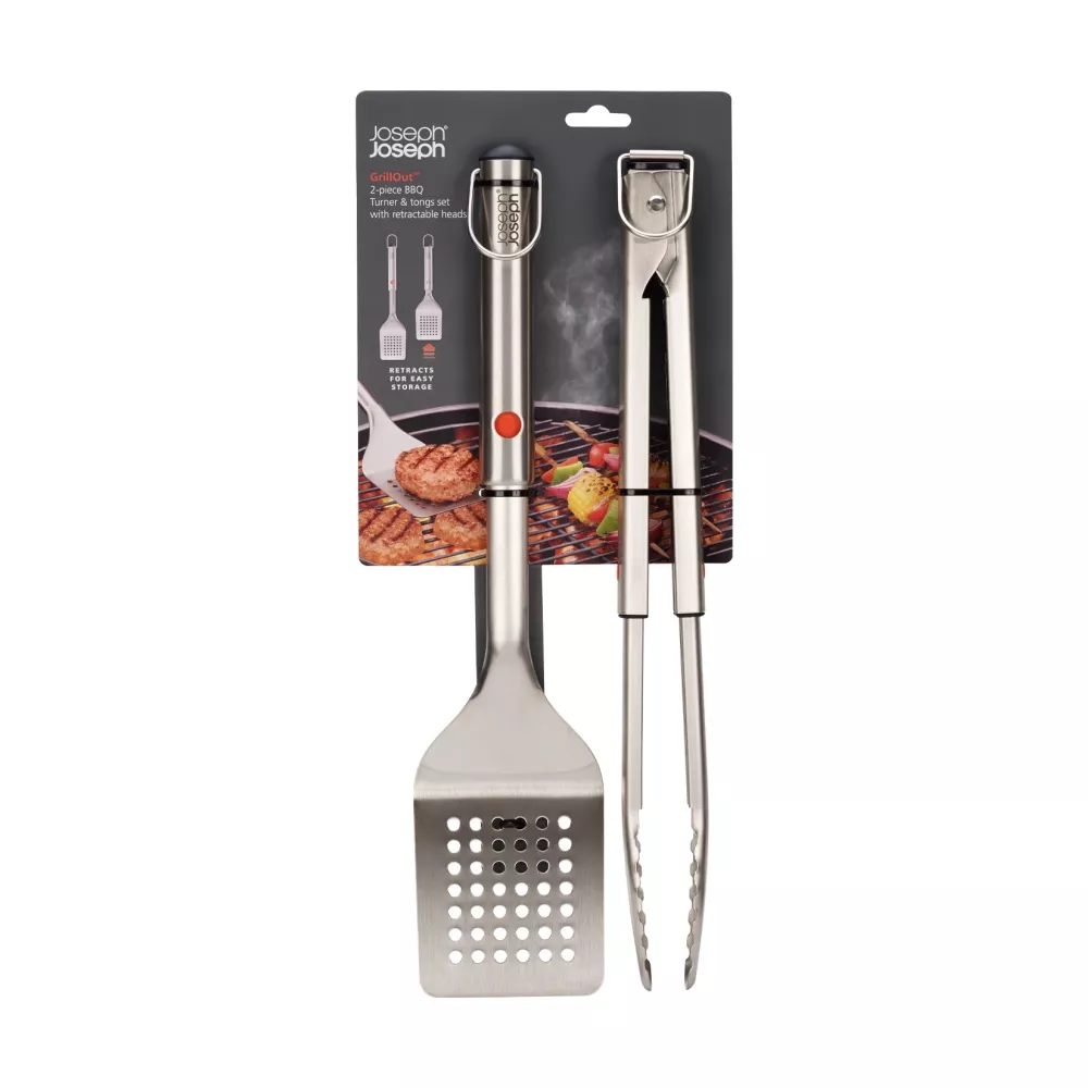 Set de espátula y pinzas BBQ Joseph Joseph GrillOut de 2 piezas.