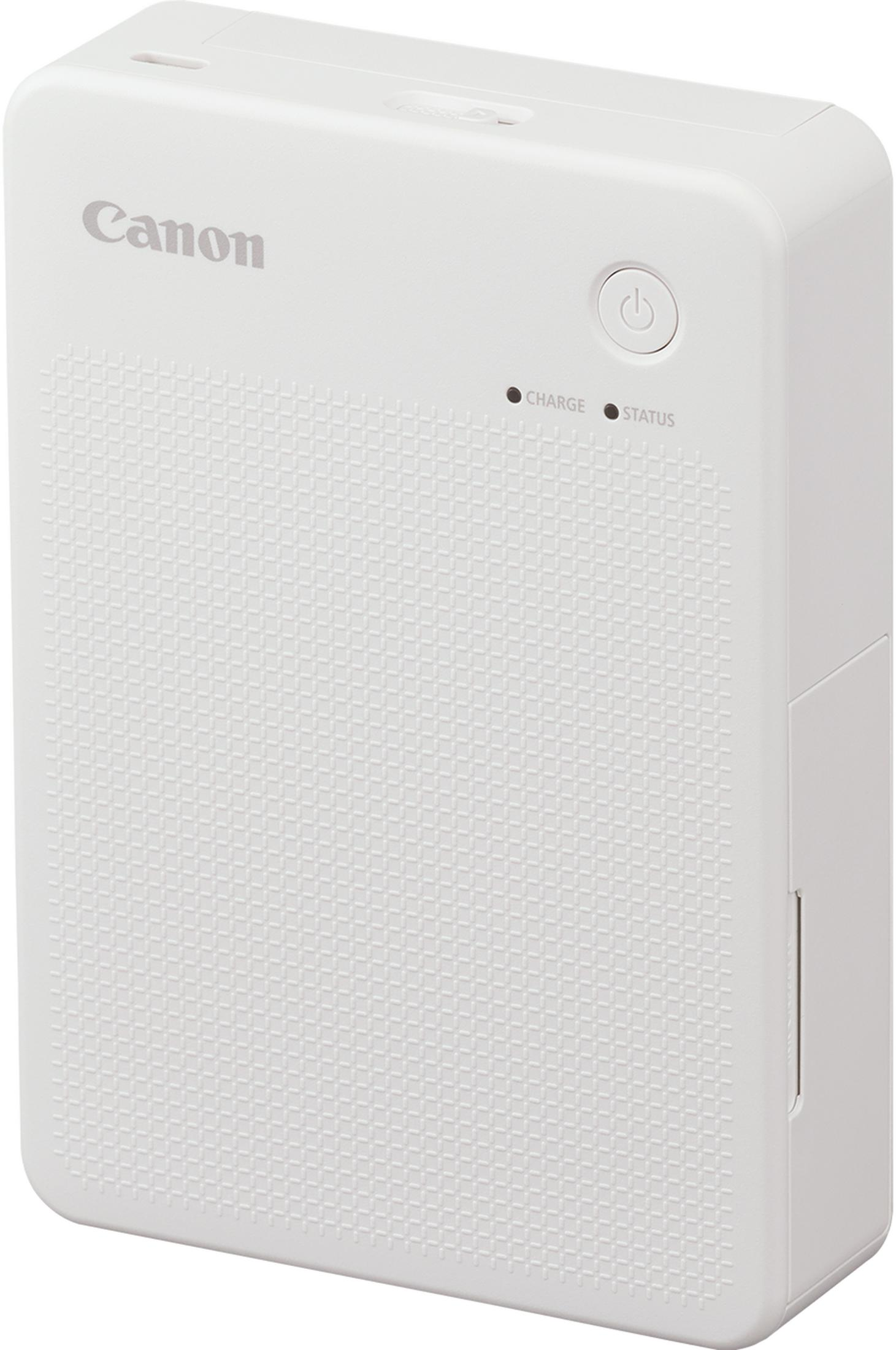 Caja blanca Canon con luces de carga/estado y botón de encendido.