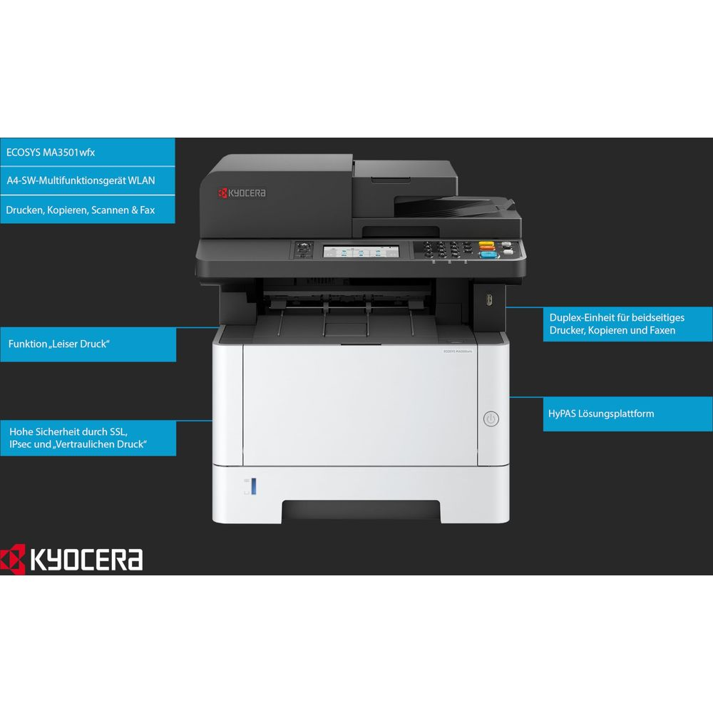 Drukarka wielofunkcyjna Kyocera ECOSYS MA3501wfx z WLAN.