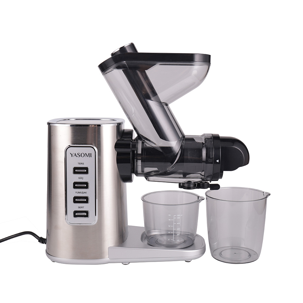YASOMI JS3108 200W Ters Fonksiyon Paslanmaz Çelik Gövde Slow Juicer Katı Meyve ve Sebze Sıkıcağı Siyah