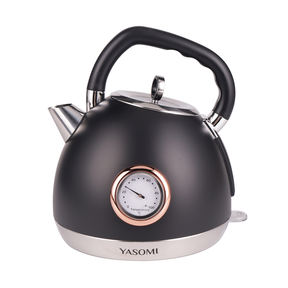 YASOMI YK-880ST 2200W 360° Döner Taban Kablosuz Kullanım Retro Su Isıtıcı 1.7 l Kettle Siyah
