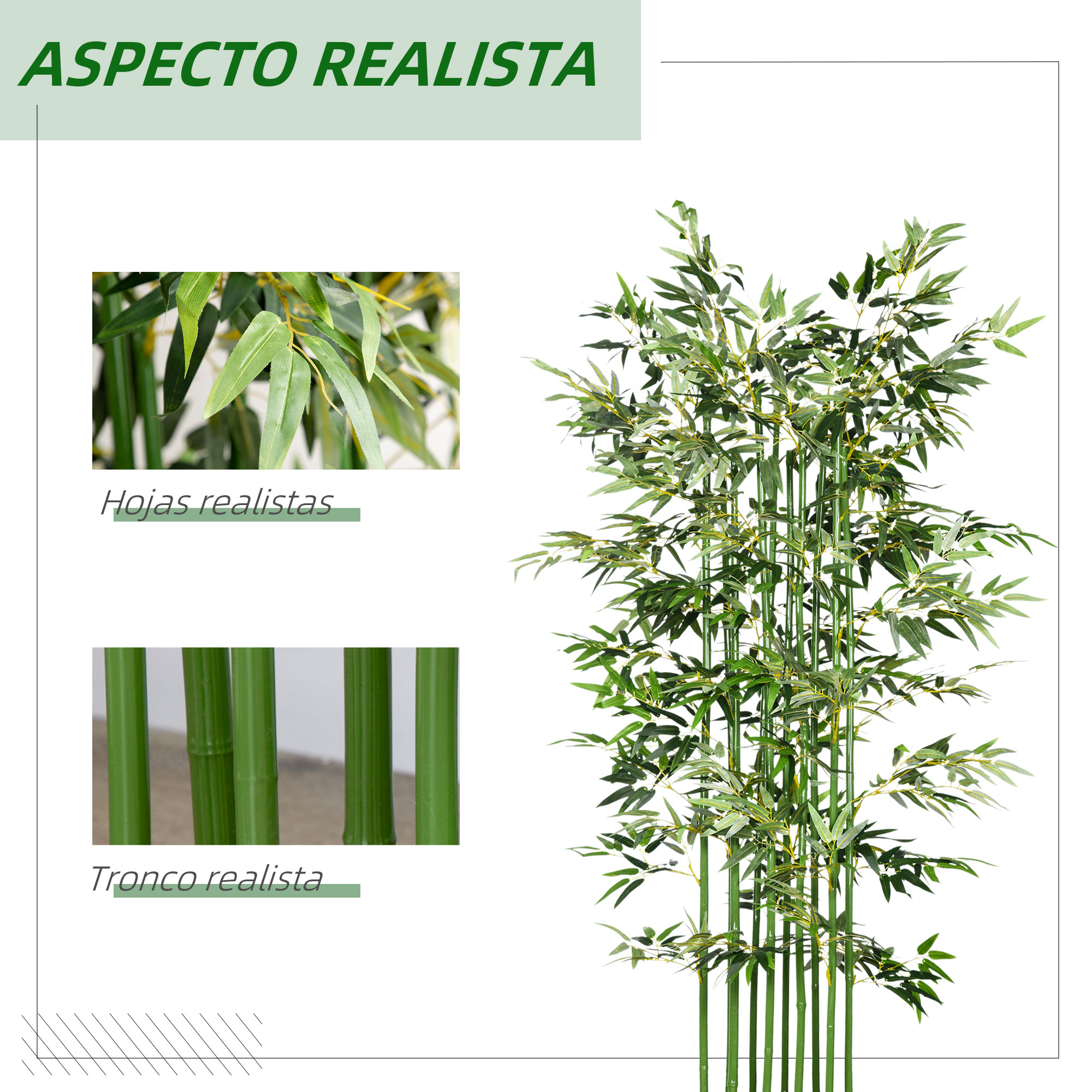 Una planta de bambú realista con tallos y hojas verdes, aislada en blanco.