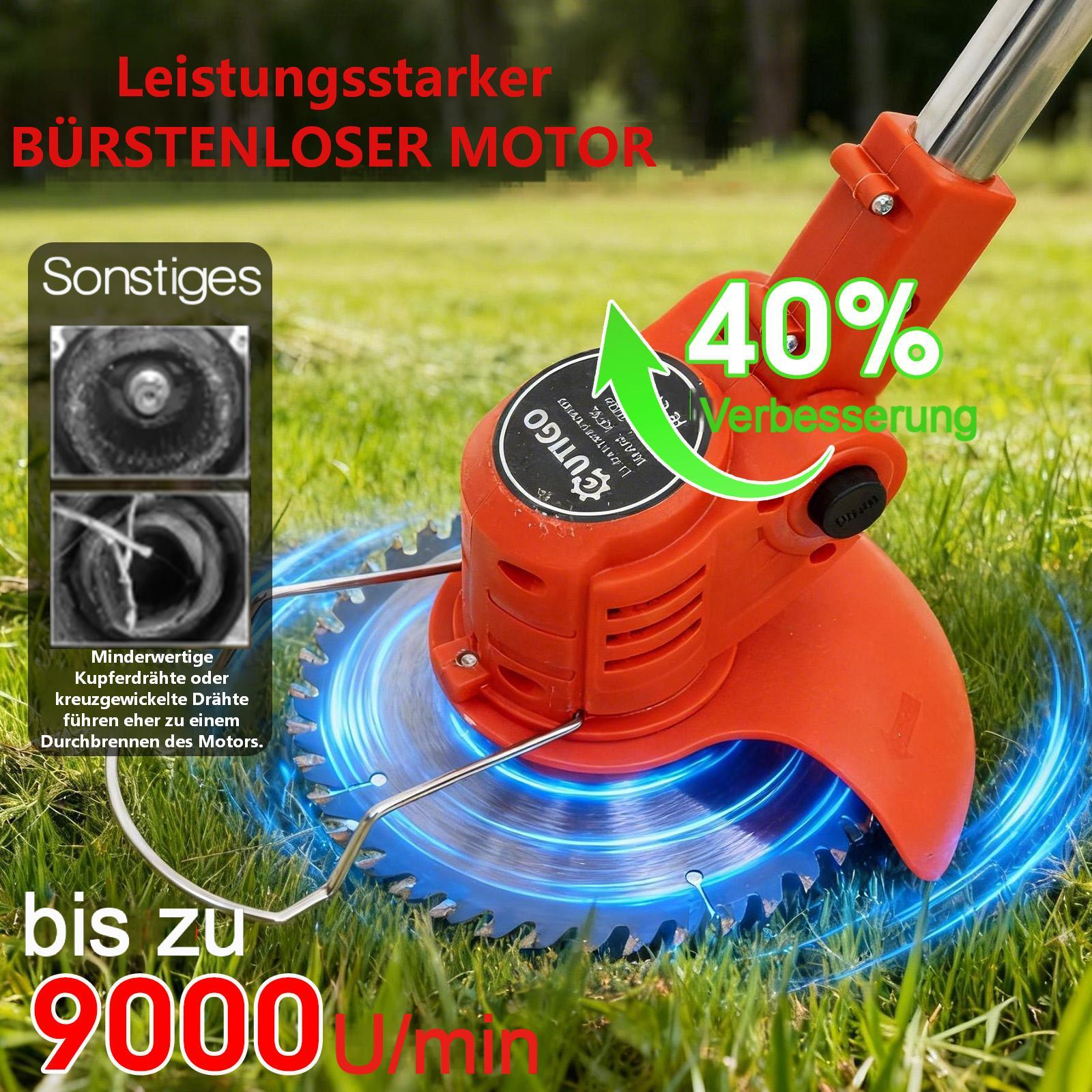 Ein Rasentrimmer mit starkem Motor, 40% Verbesserung und bis zu 9000 U/min.