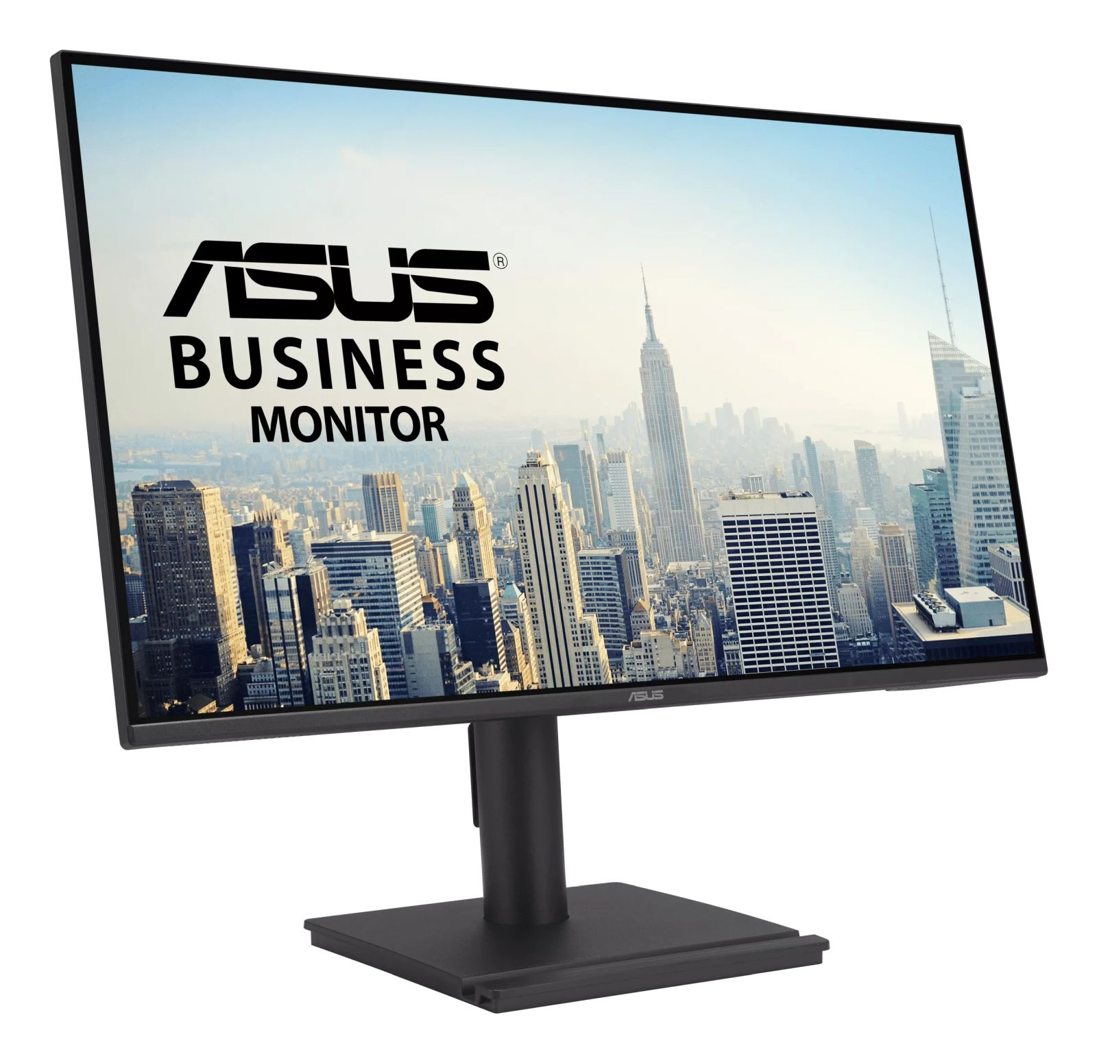 Monitor Asus Business wyświetla panoramę Nowego Jorku.