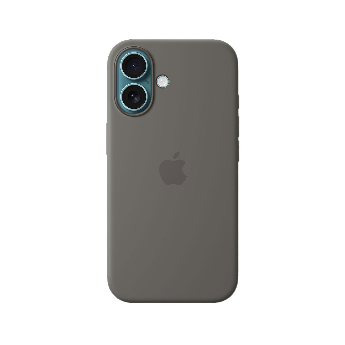 Custodia grigia per telefono con logo Apple e due fotocamere.