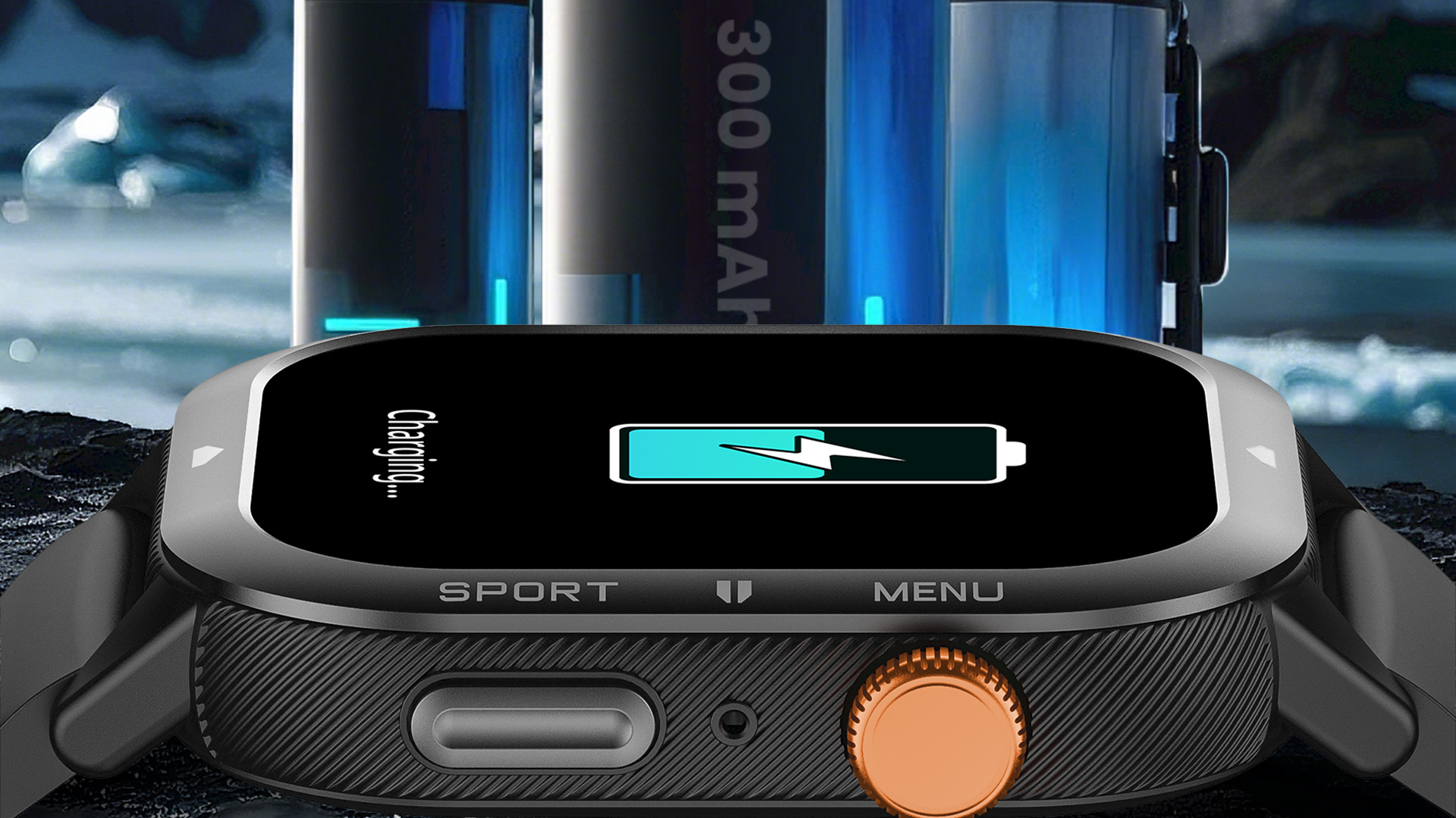 Smartwatch wyświetla status ładowania baterii.