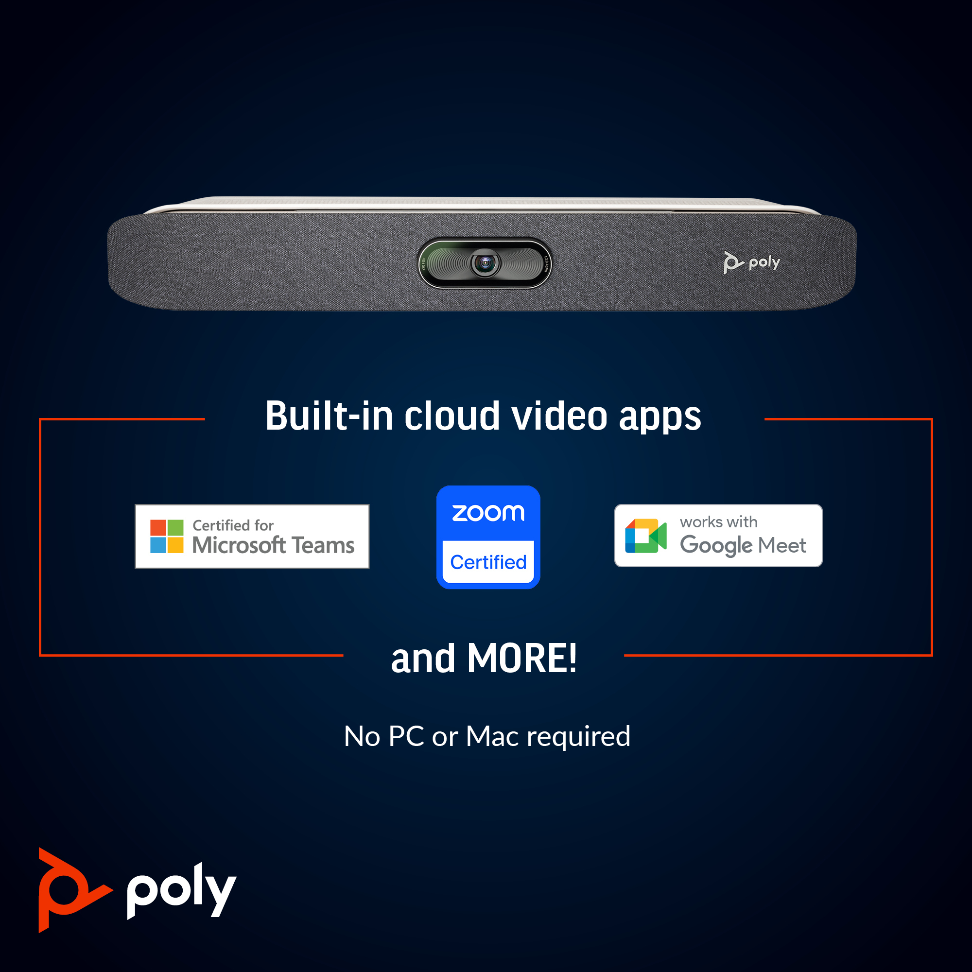 Dispositivo per videoconferenze Poly con certificazioni Zoom, Teams e Google Meet.