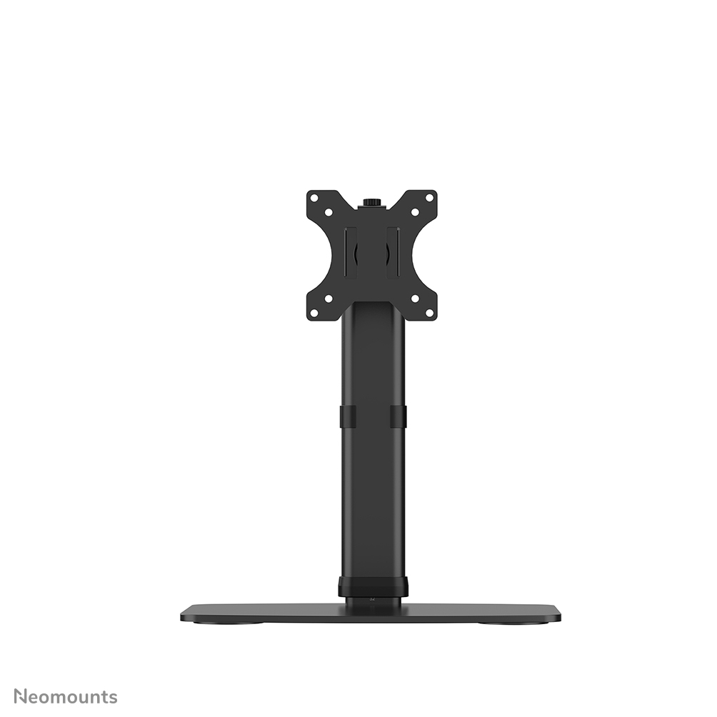 A black monitor stand with a VESA mount and a rectangular base.