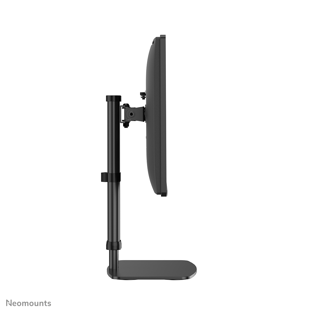A black monitor on an adjustable stand with a rectangular base.